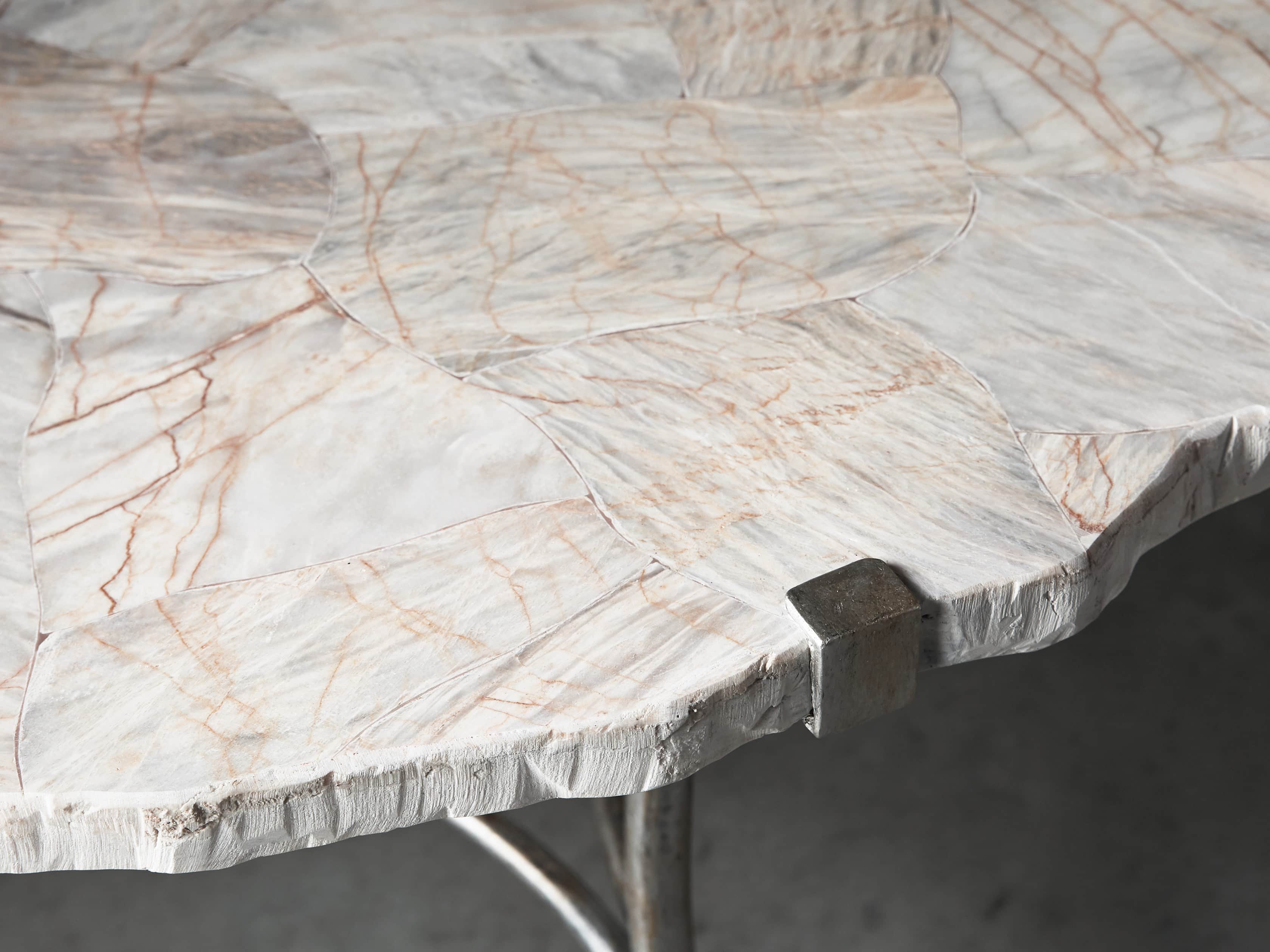Boracay 42" Coffee Table With Marble Top in Platinum