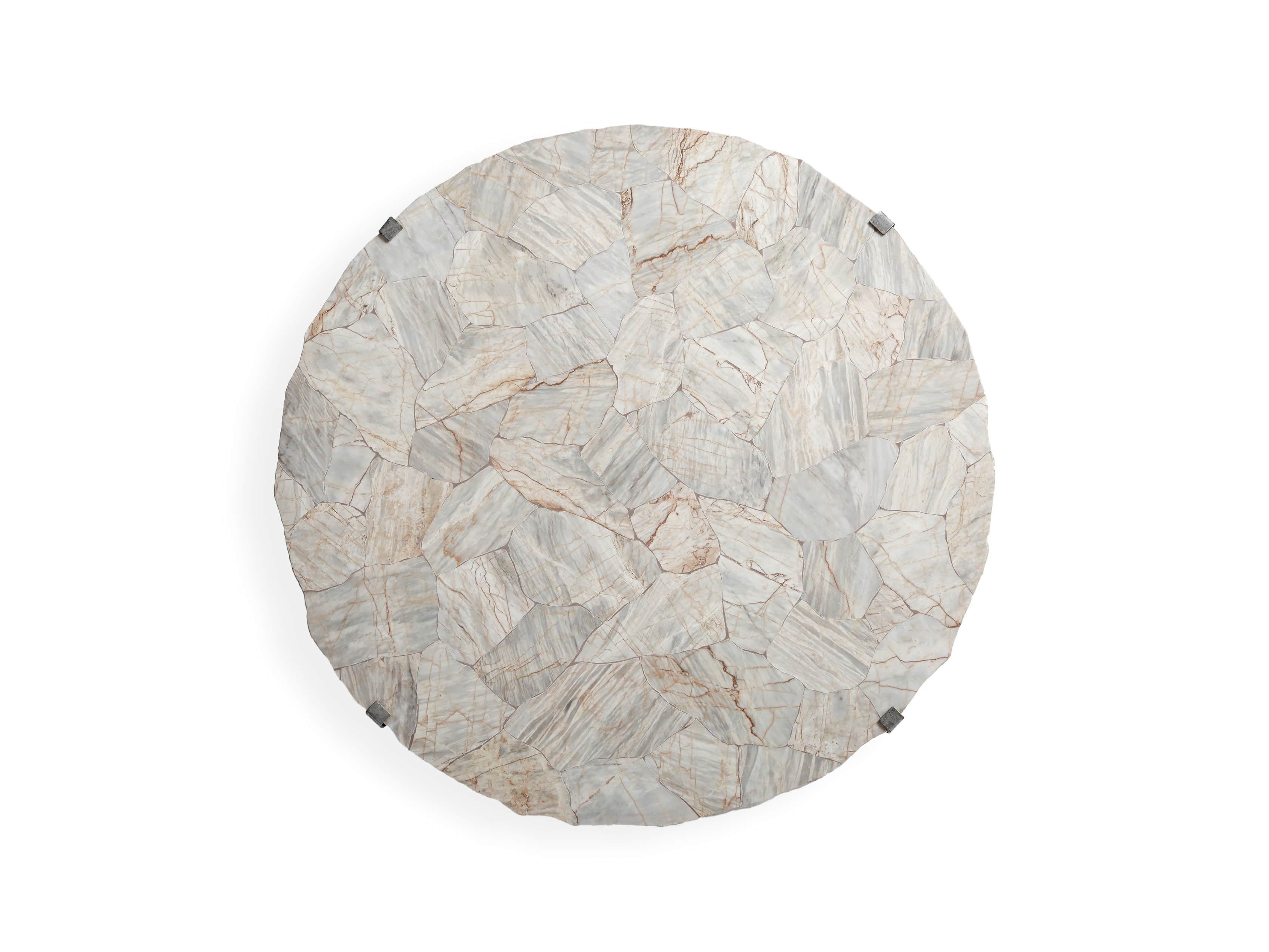 Boracay 42" Coffee Table With Marble Top in Platinum