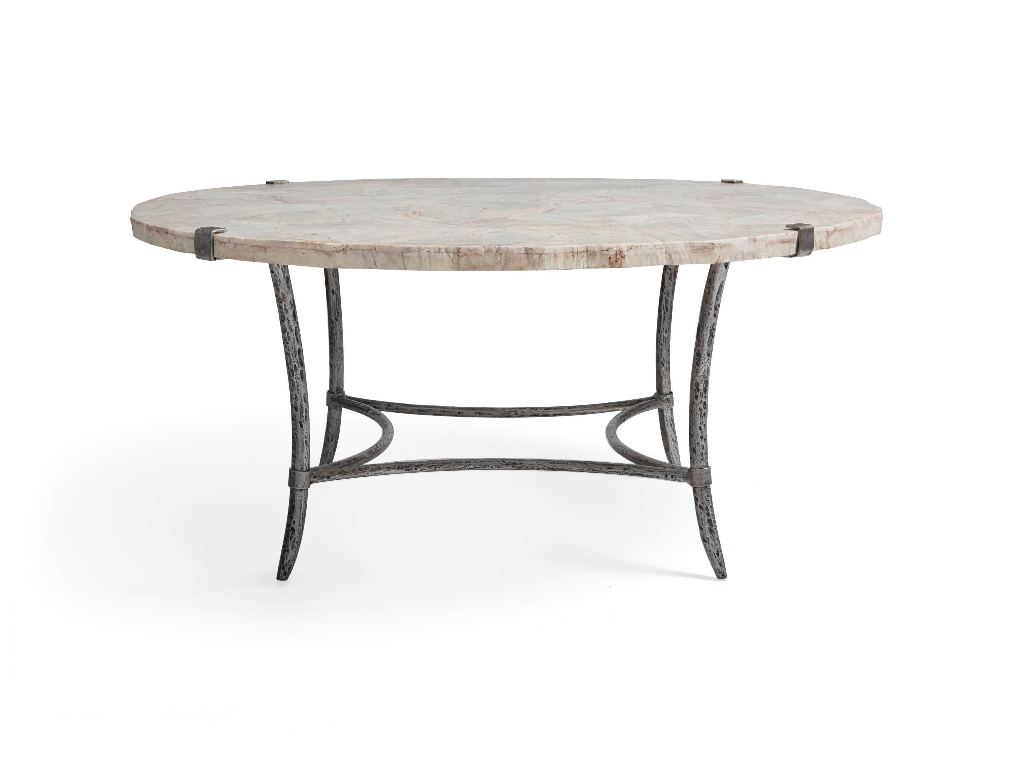 Boracay 42" Coffee Table With Marble Top in Platinum