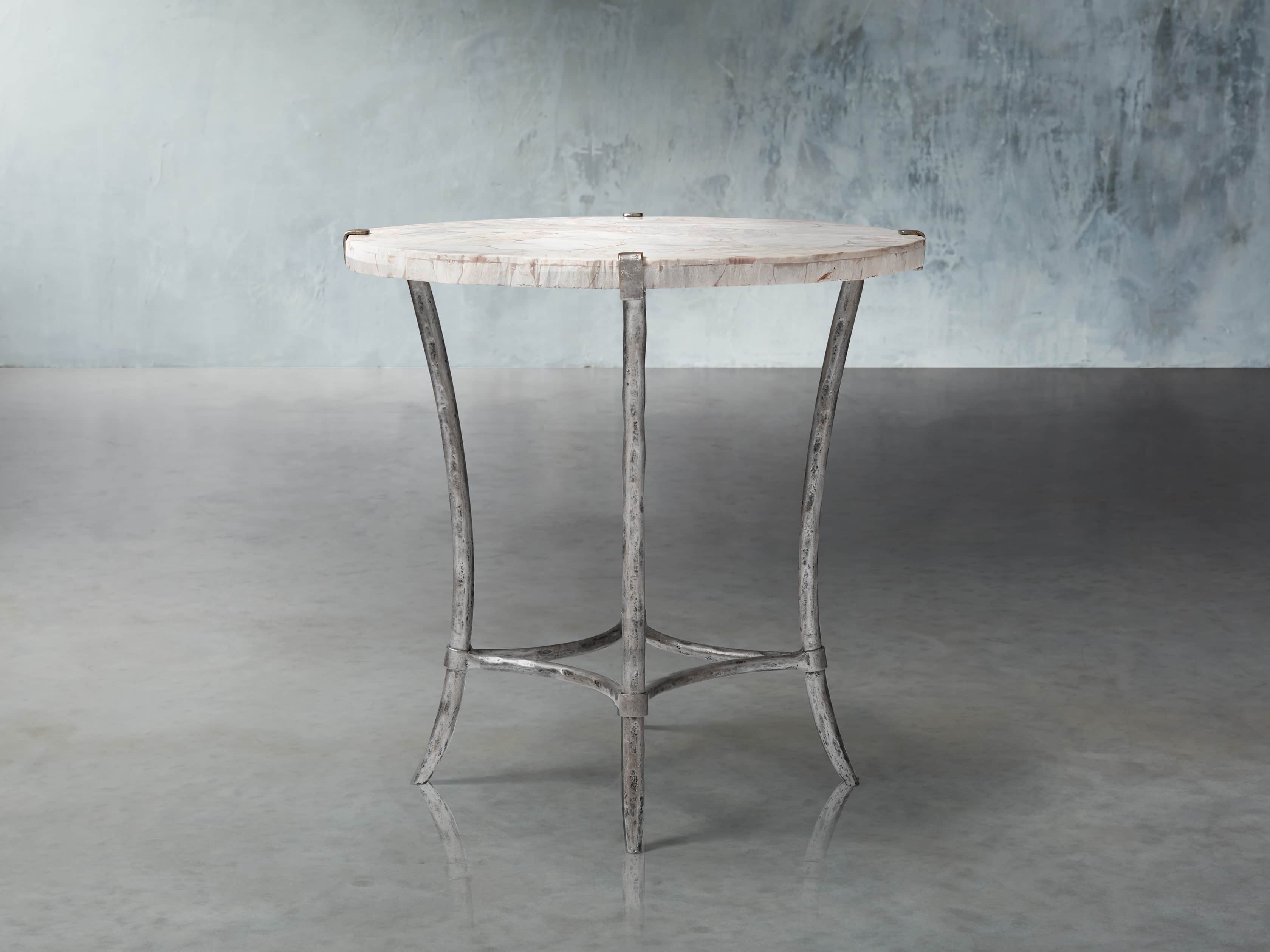 Boracay 24" End Table With Marble Top in Platinum