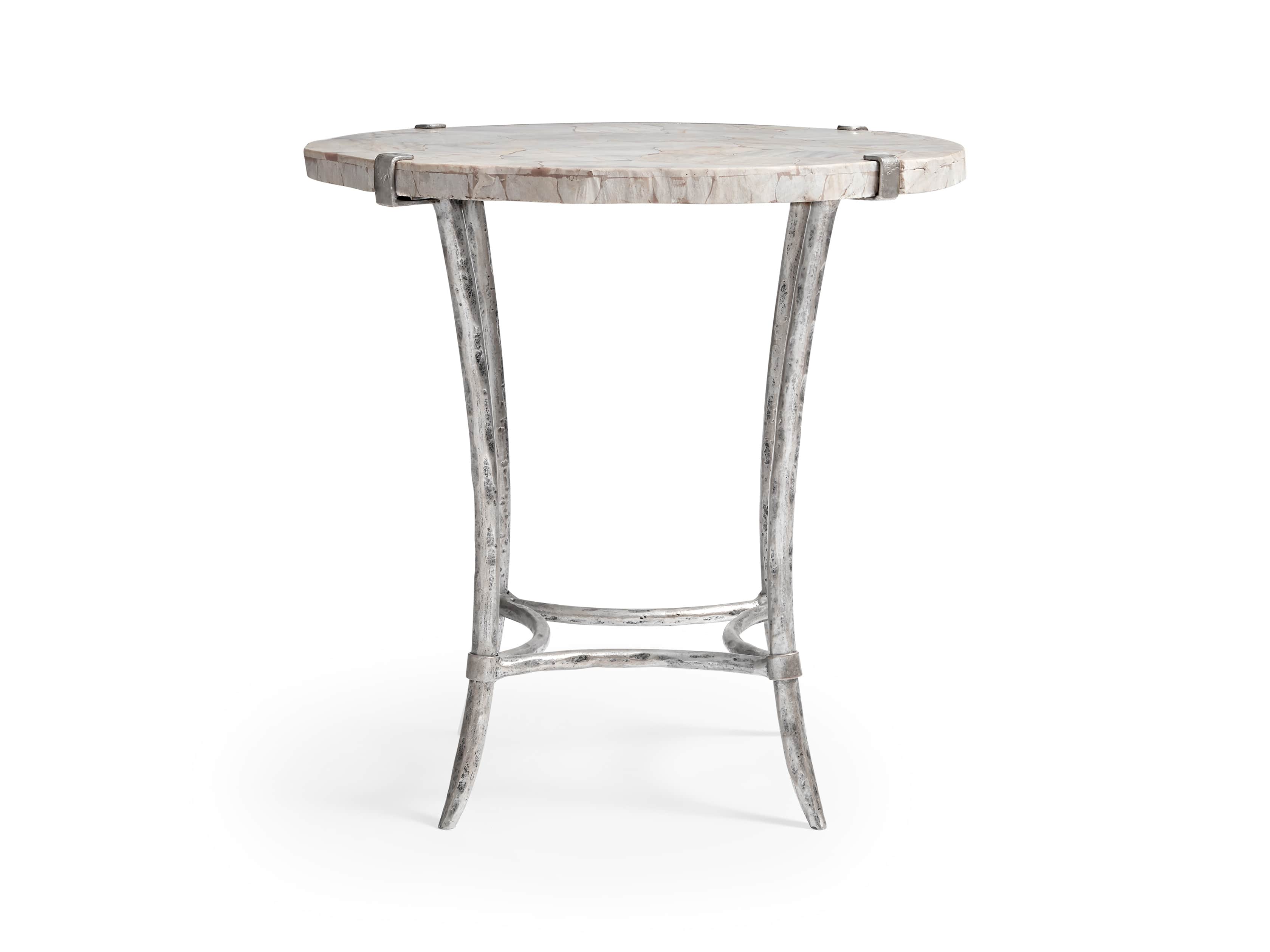 Boracay 24" End Table With Marble Top in Platinum