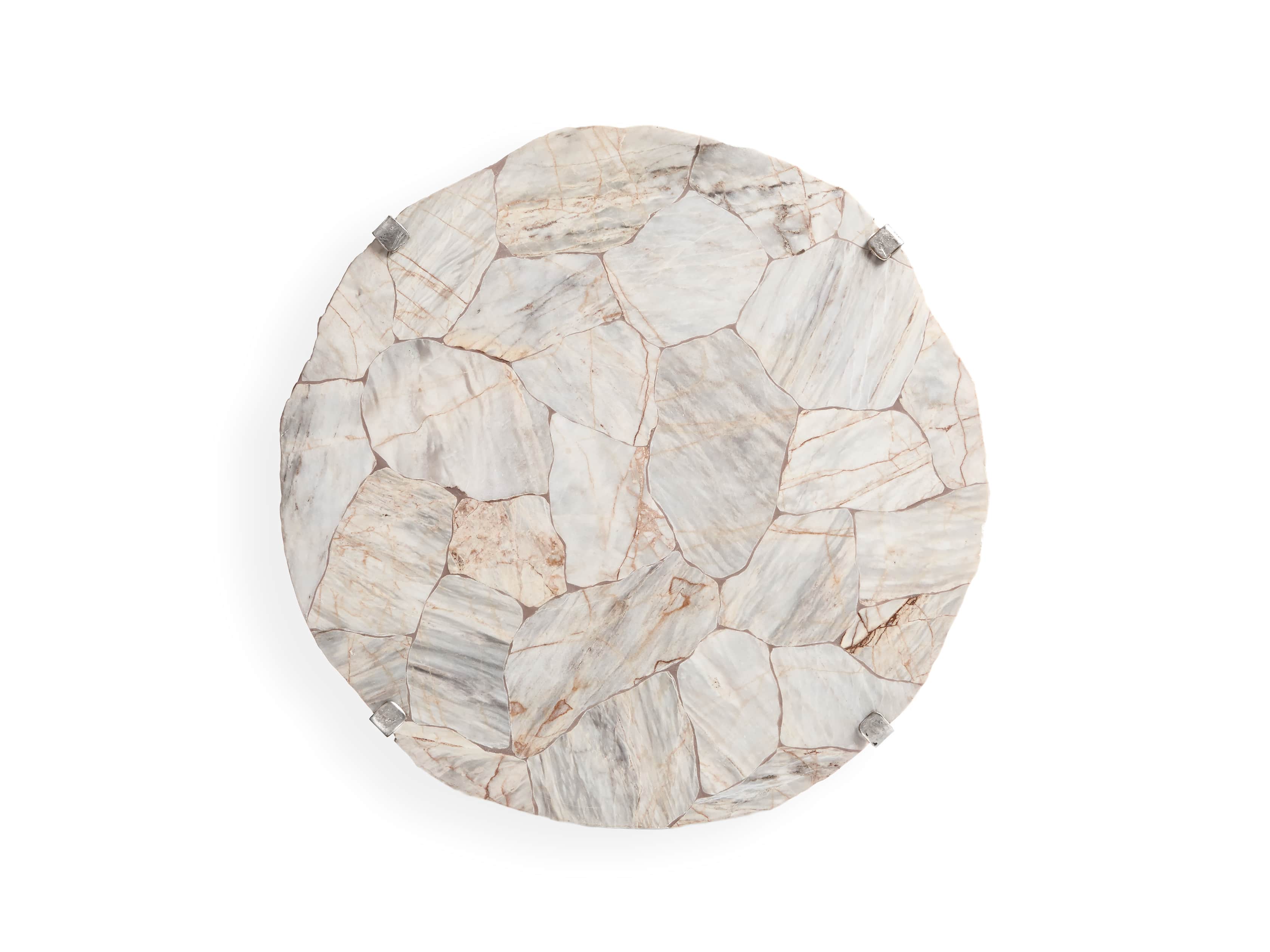Boracay 24" End Table With Marble Top in Platinum