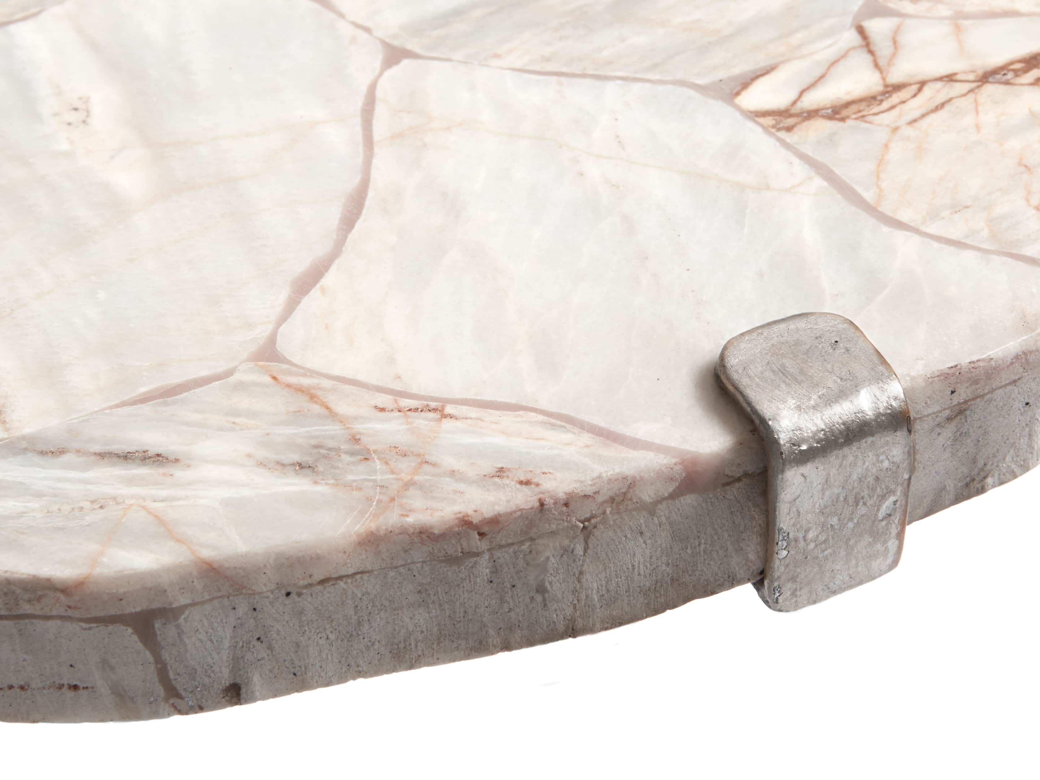 Boracay 24" End Table With Marble Top in Platinum