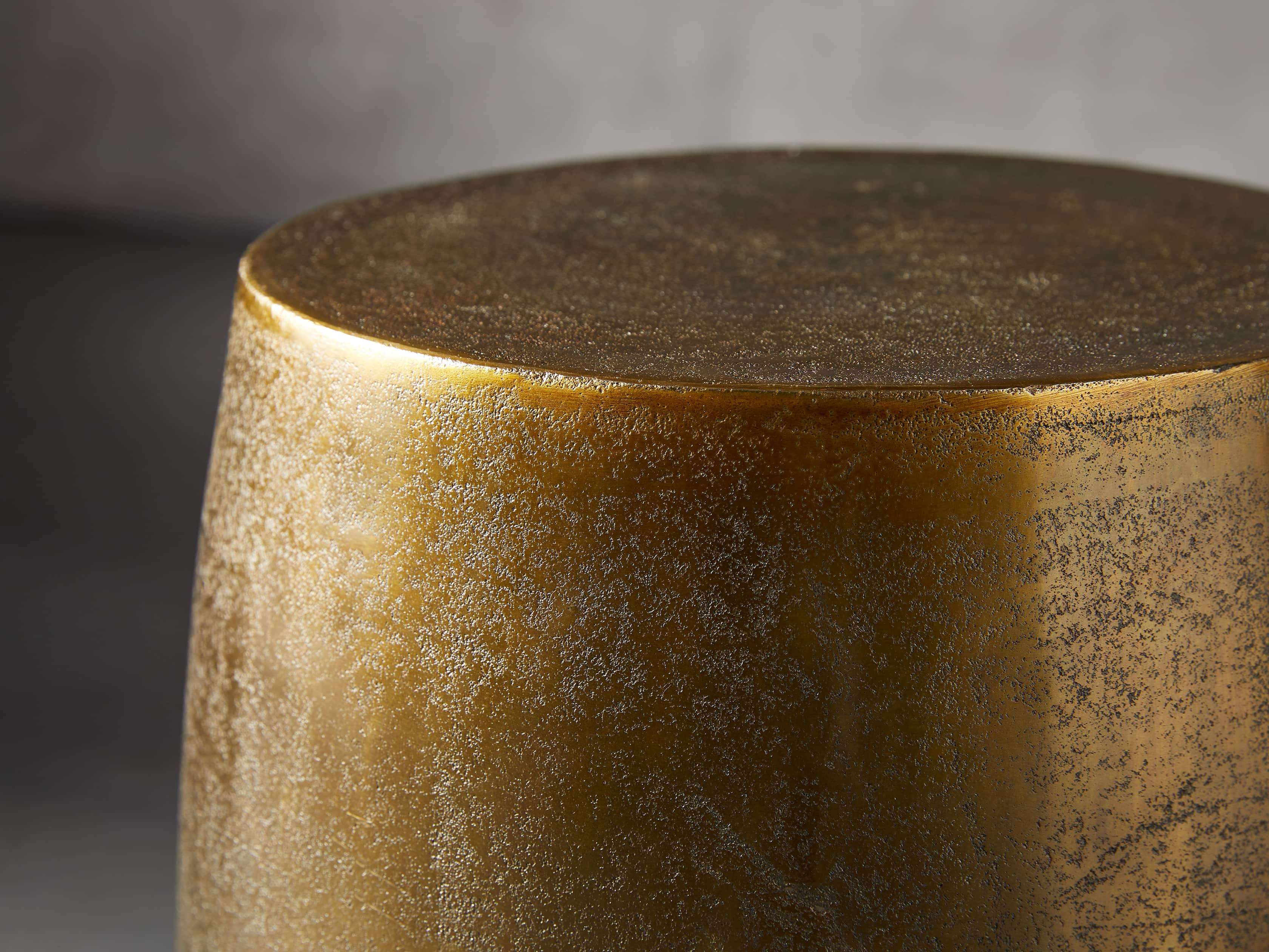 drum accent table gold