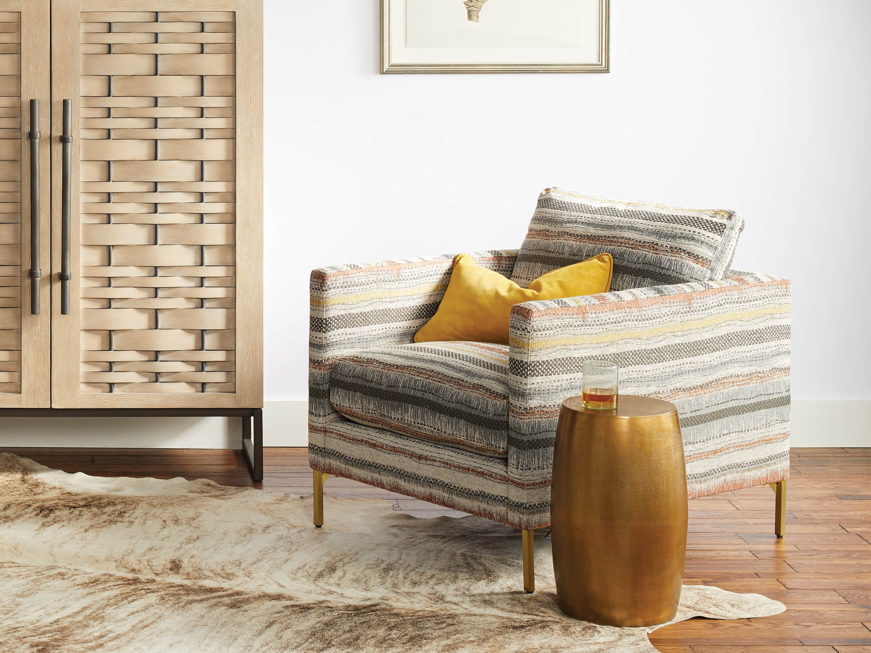 Hammered Brass Drum End Table, slide 4 of 10