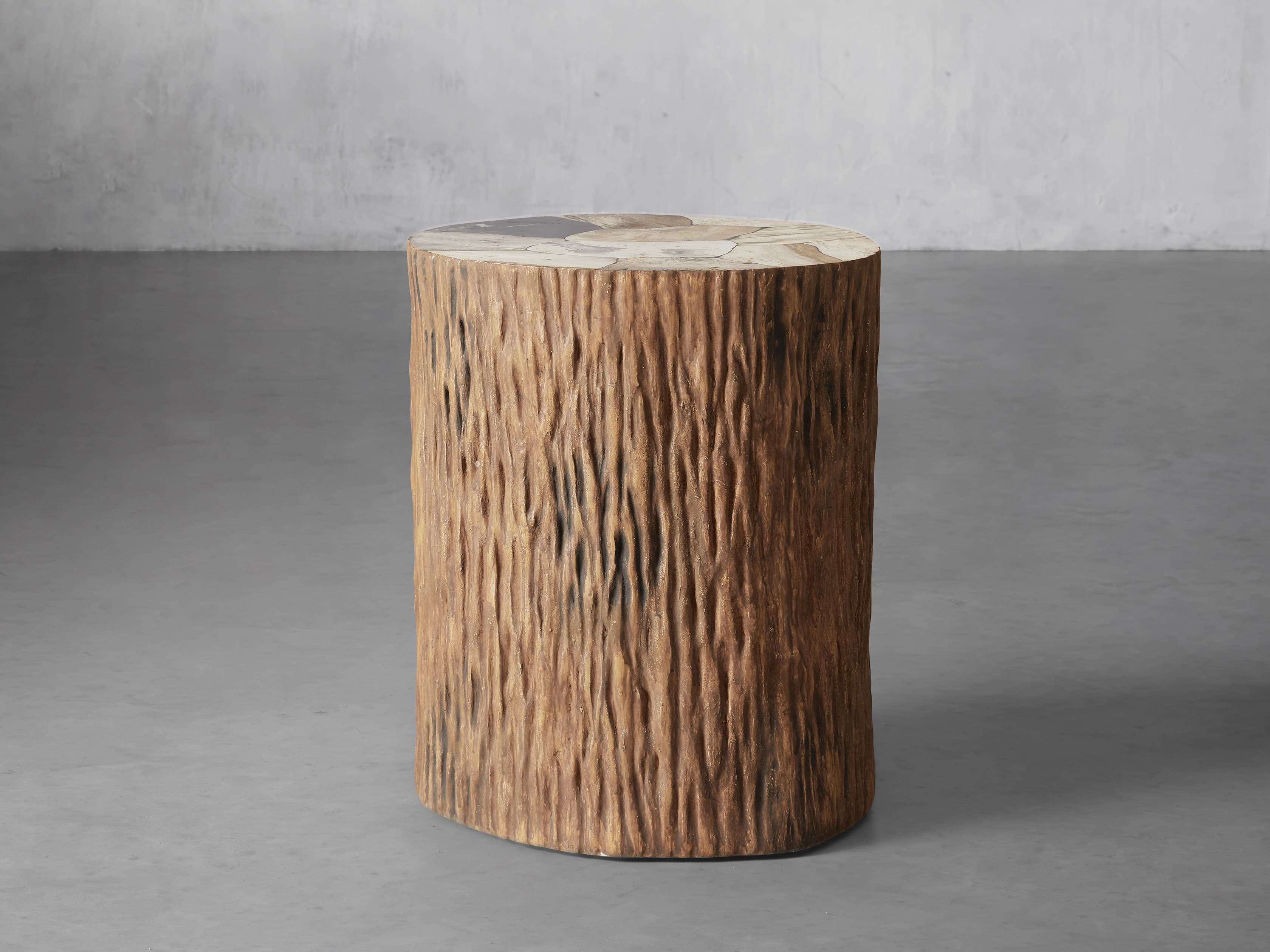 rh petrified wood side table