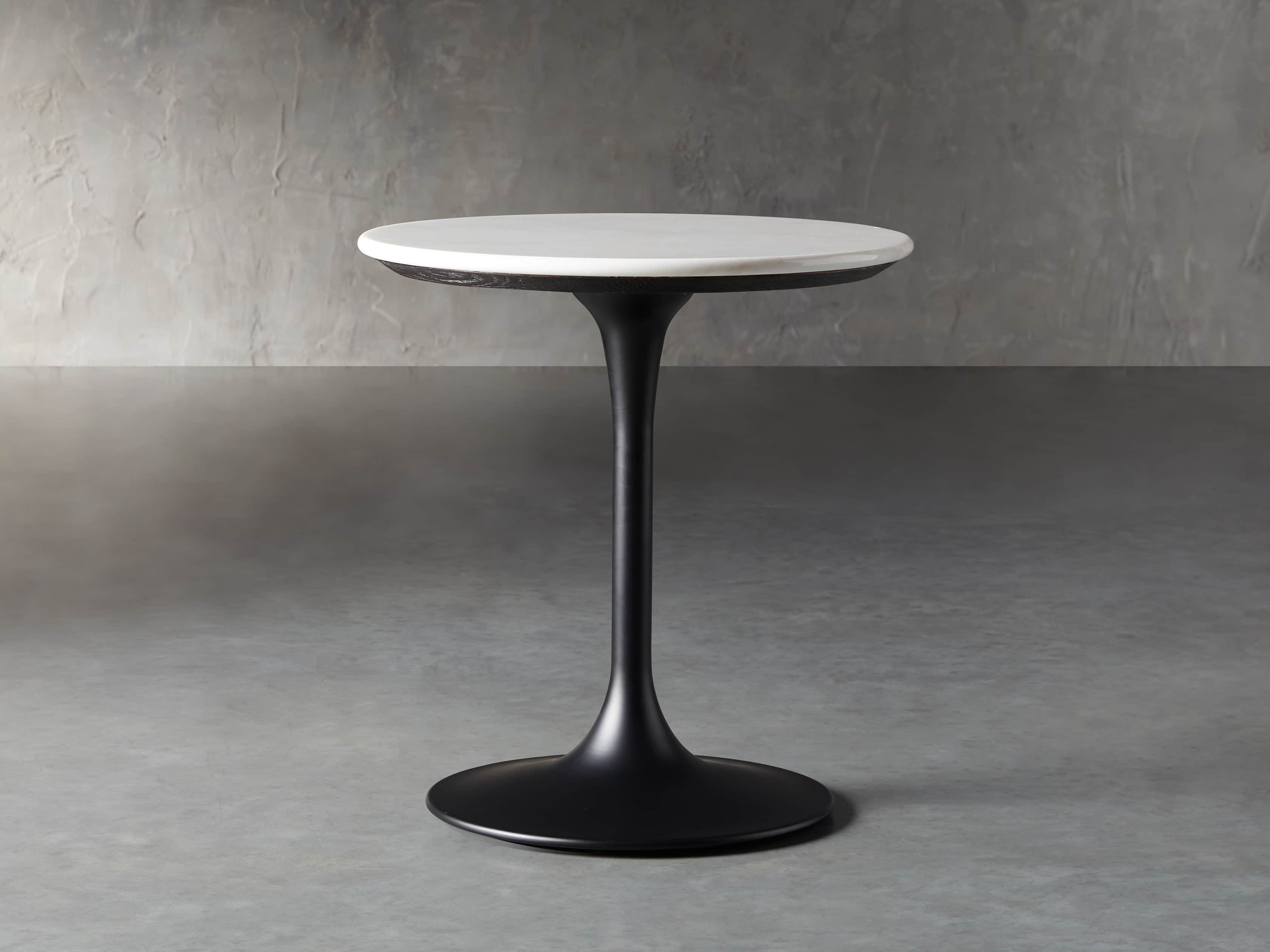 Enzo 22" Round White Marble End Table, slide 1 of 8