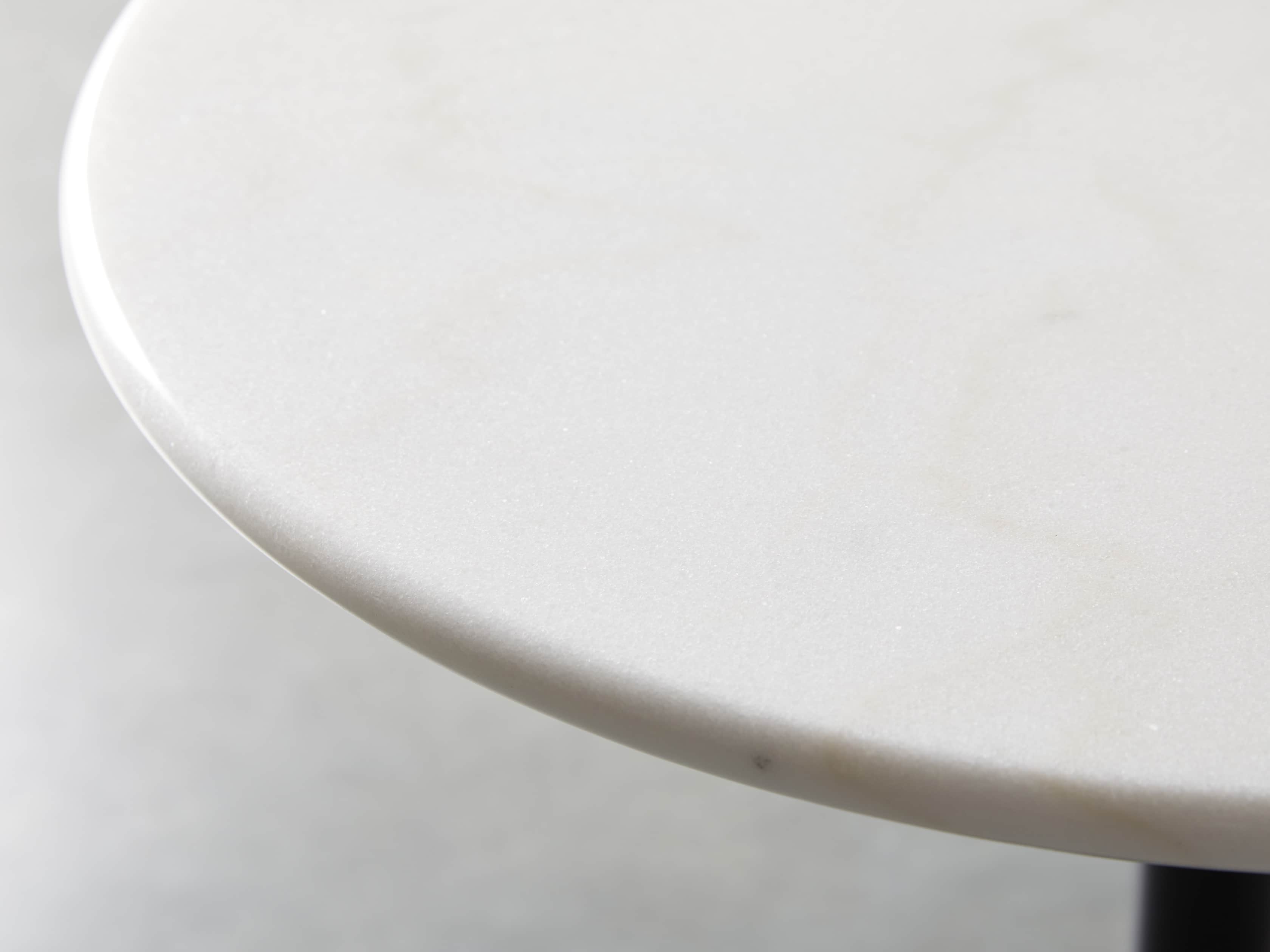 Enzo 22" Round White Marble End Table, slide 2 of 8