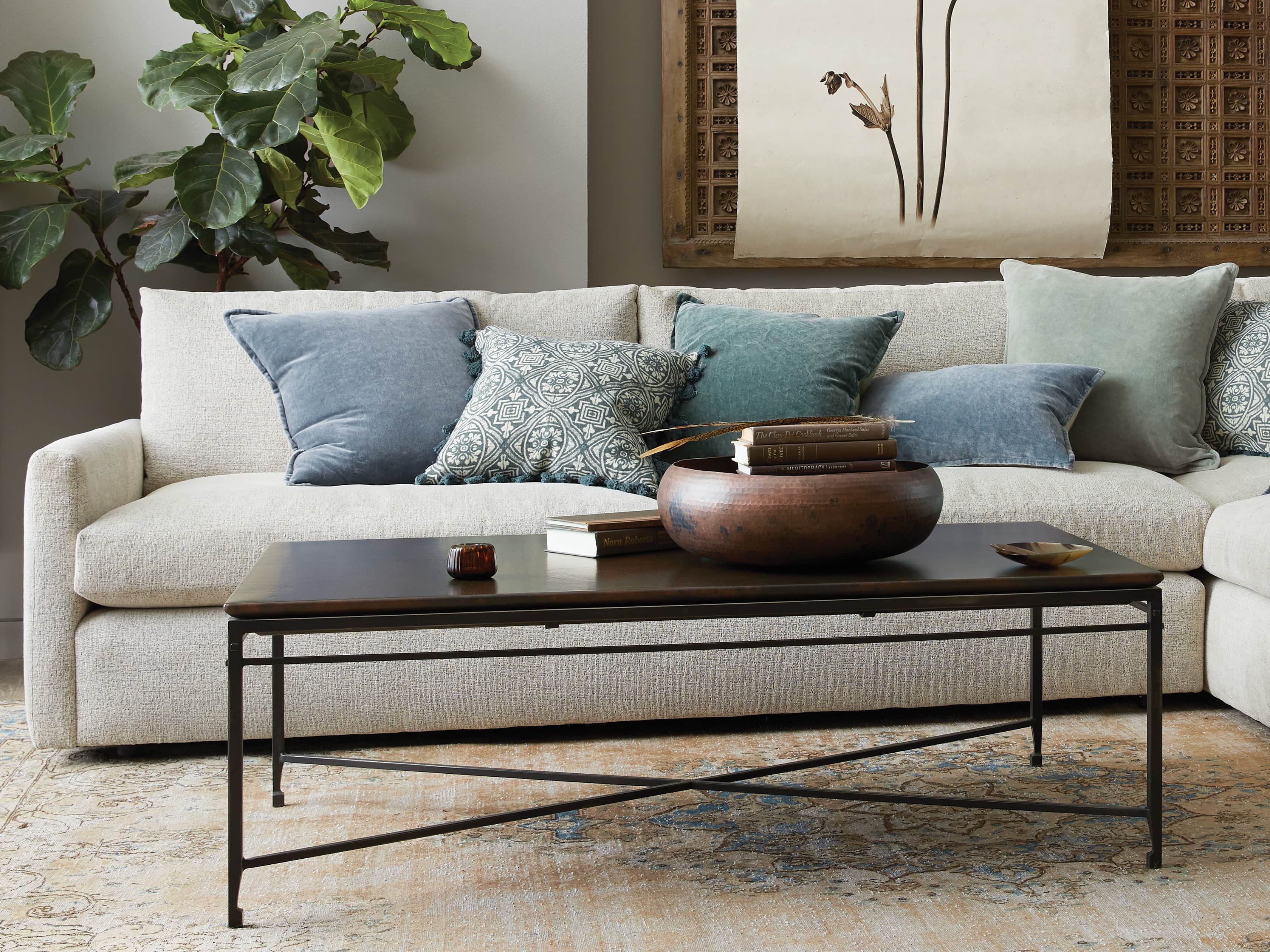 Flores 54" Chocolate Copper Coffee Table