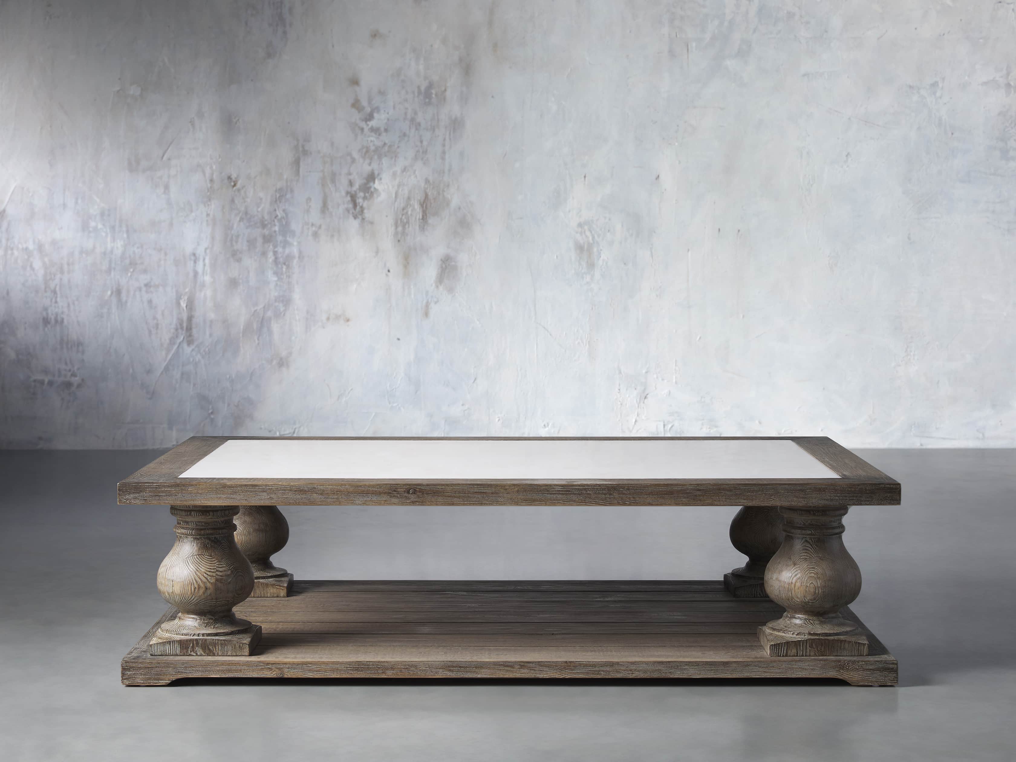 Hudson 60" Coffee Table With White Marble Top, slide 1 of 5