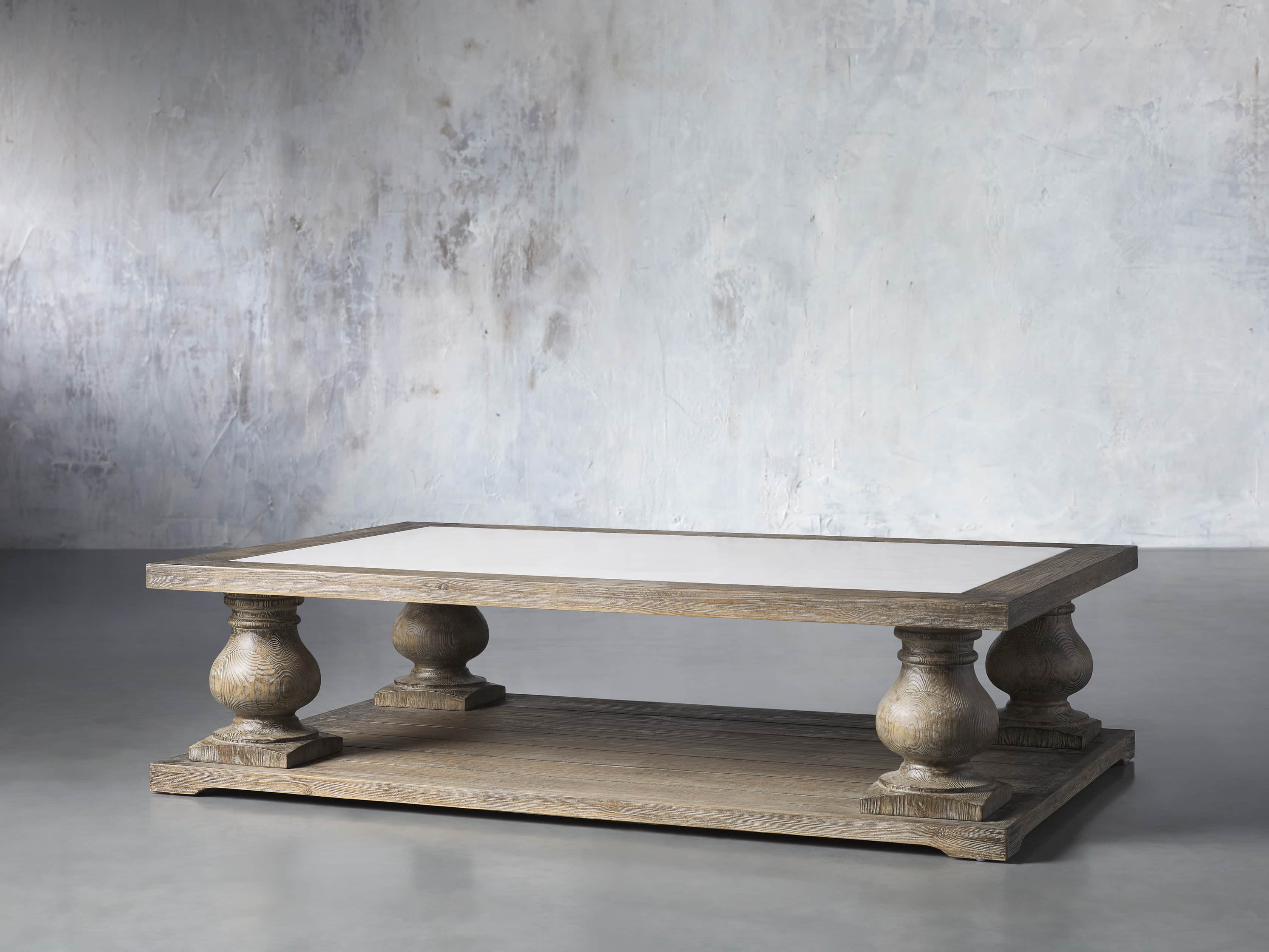 Hudson 60" Coffee Table With White Marble Top, slide 2 of 5