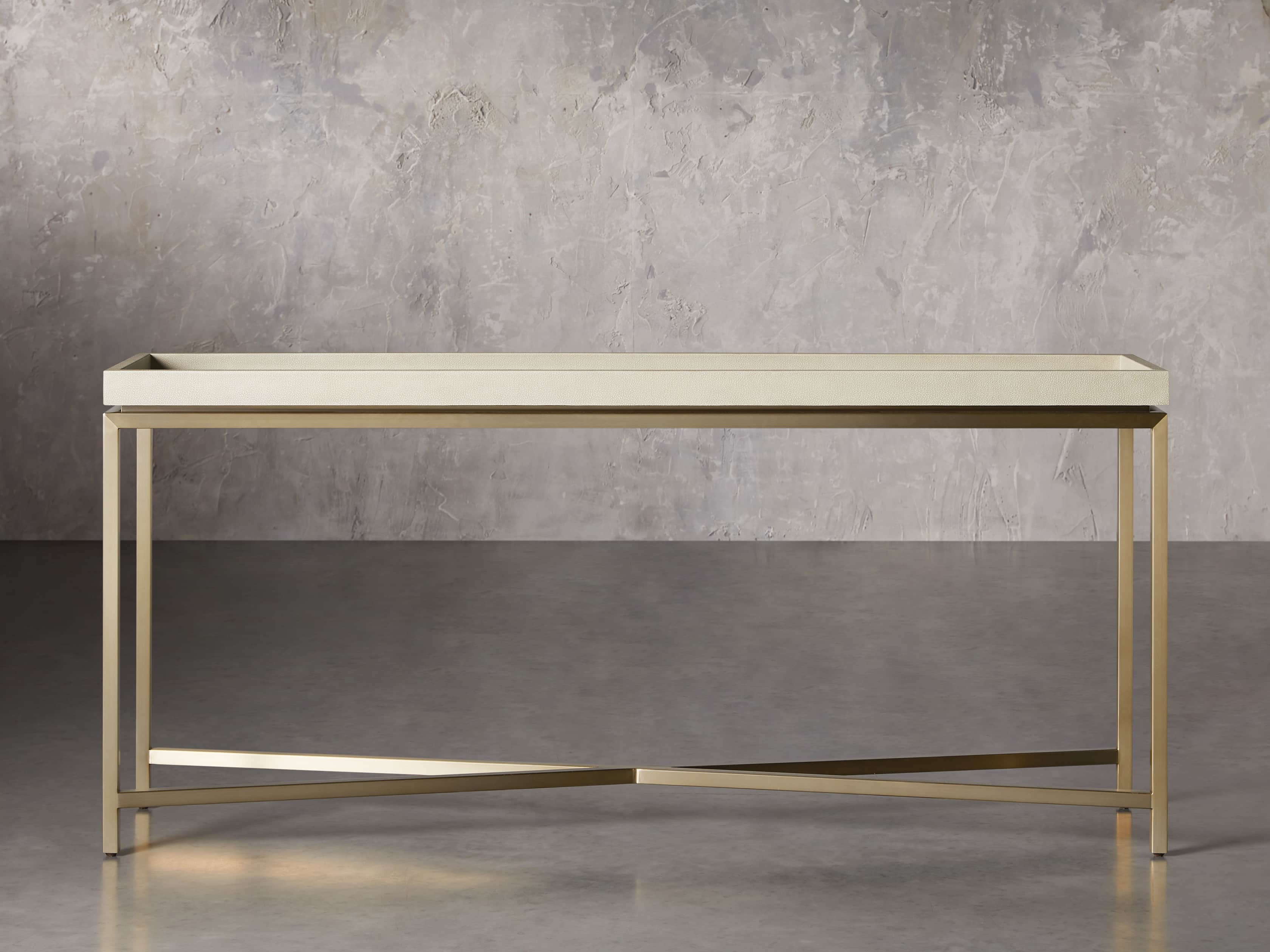 Malone 66" Console Table in Shagreen Bone, slide 1 of 8