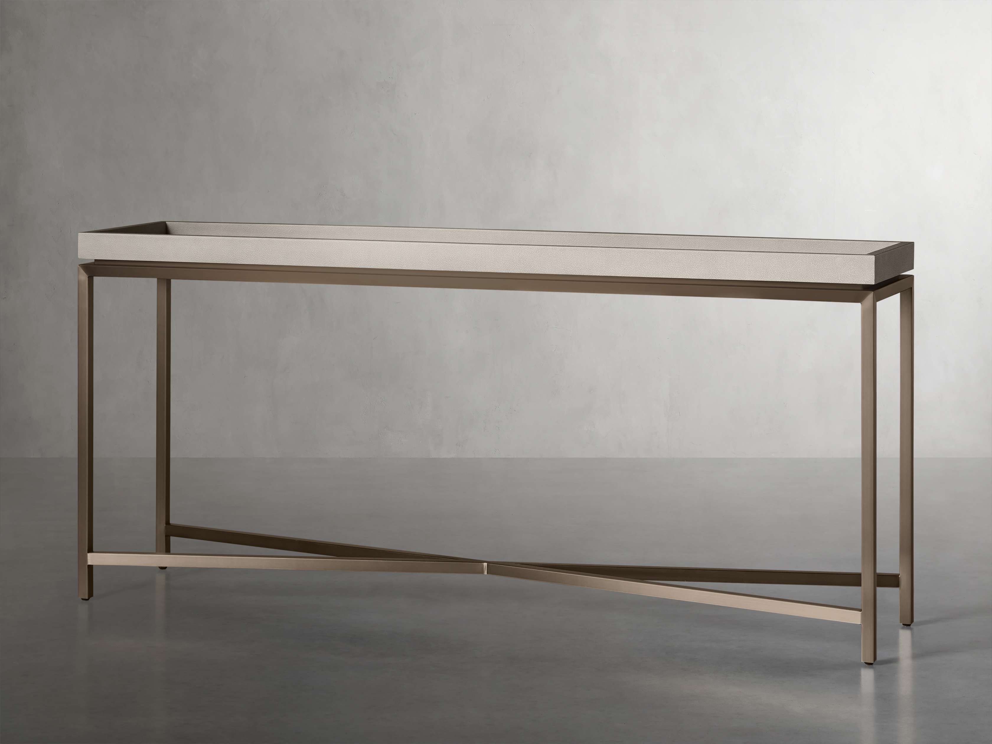 Malone 66" Console Table in Shagreen Bone, slide 2 of 8