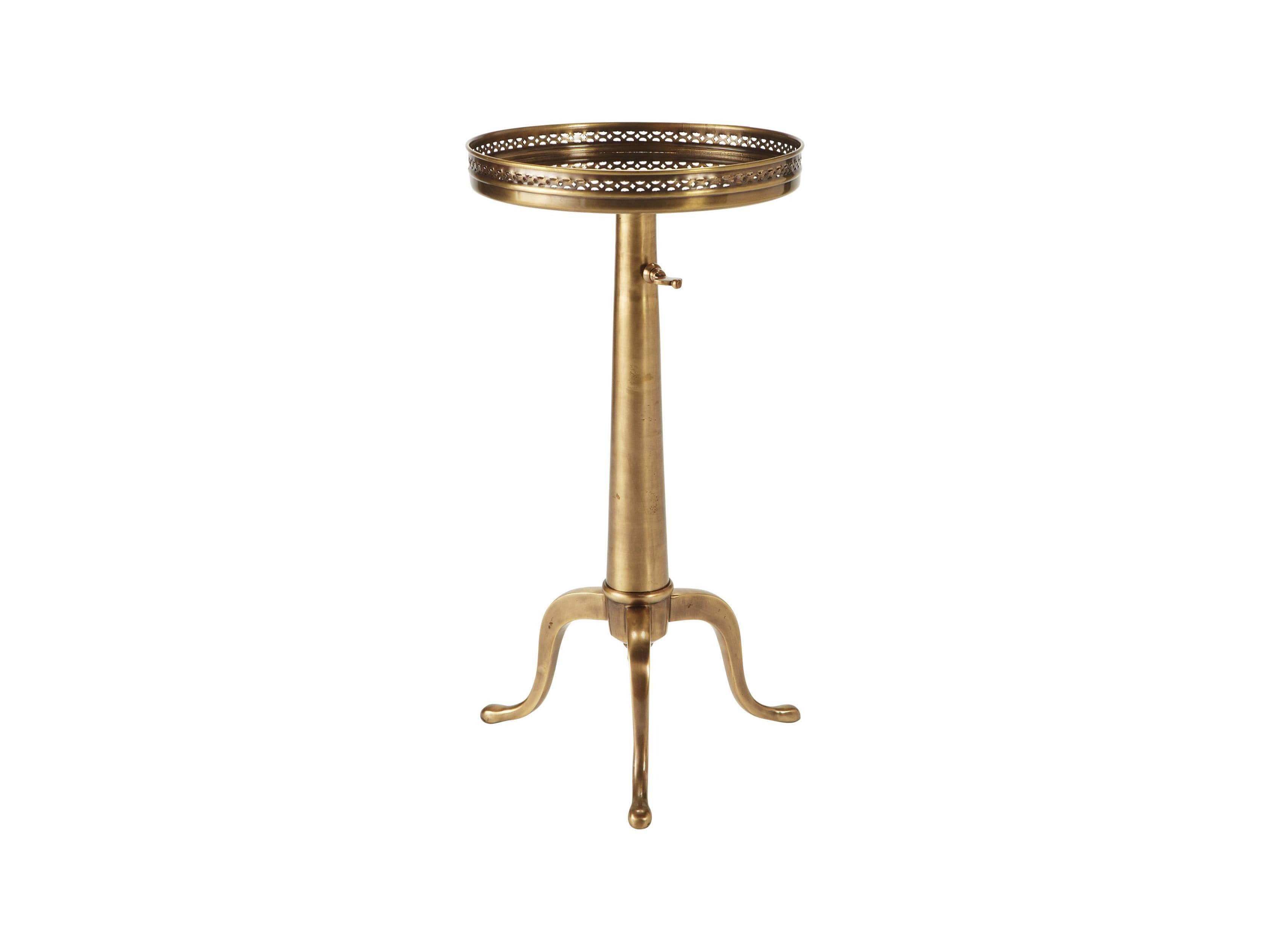 Naomi 12" Round Adjustable End Table In Brass