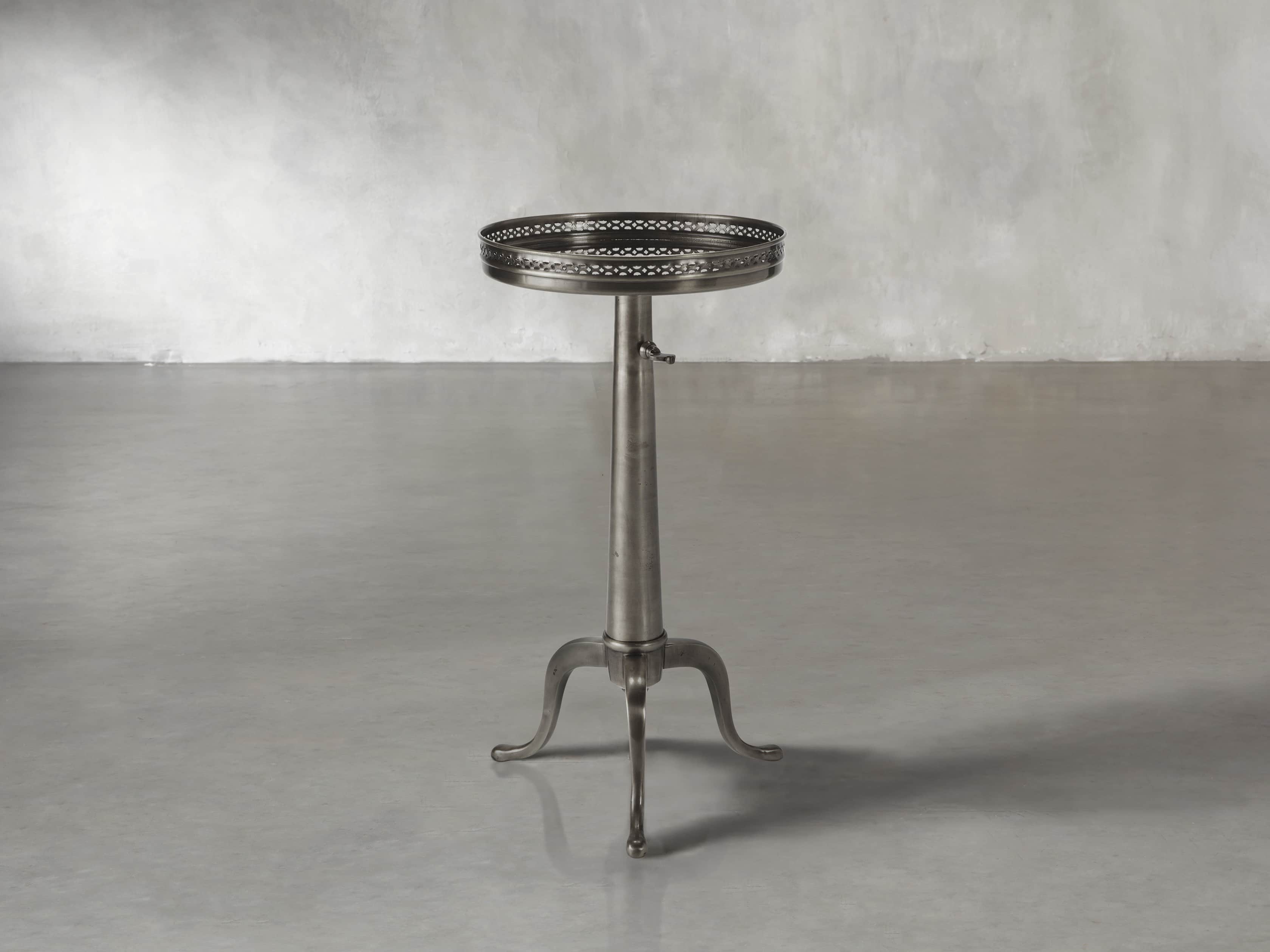 Naomi 12" Round Adjustable End Table In Pewter, slide 1 of 3
