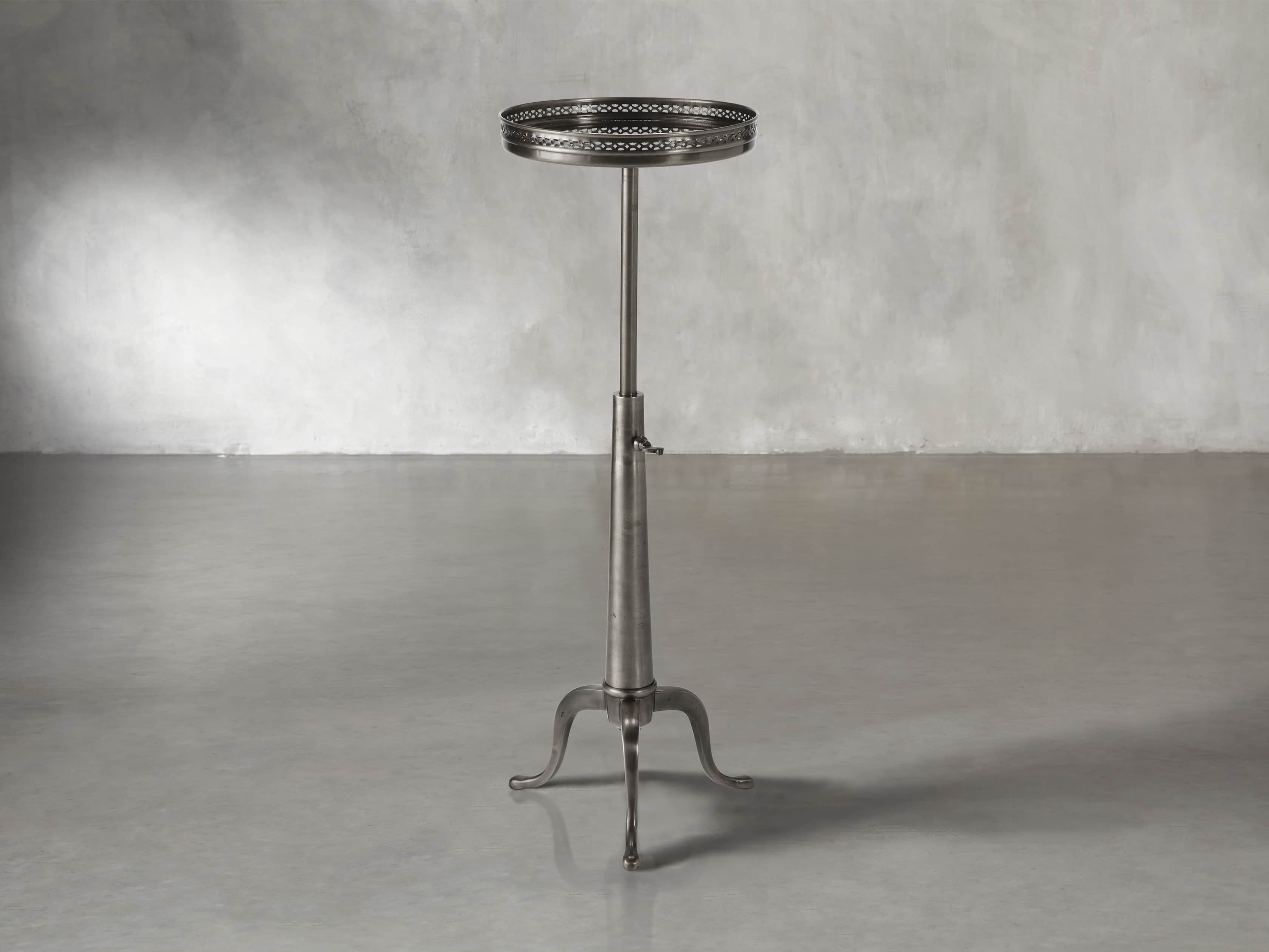 Naomi 12" Round Adjustable End Table In Pewter, slide 2 of 3