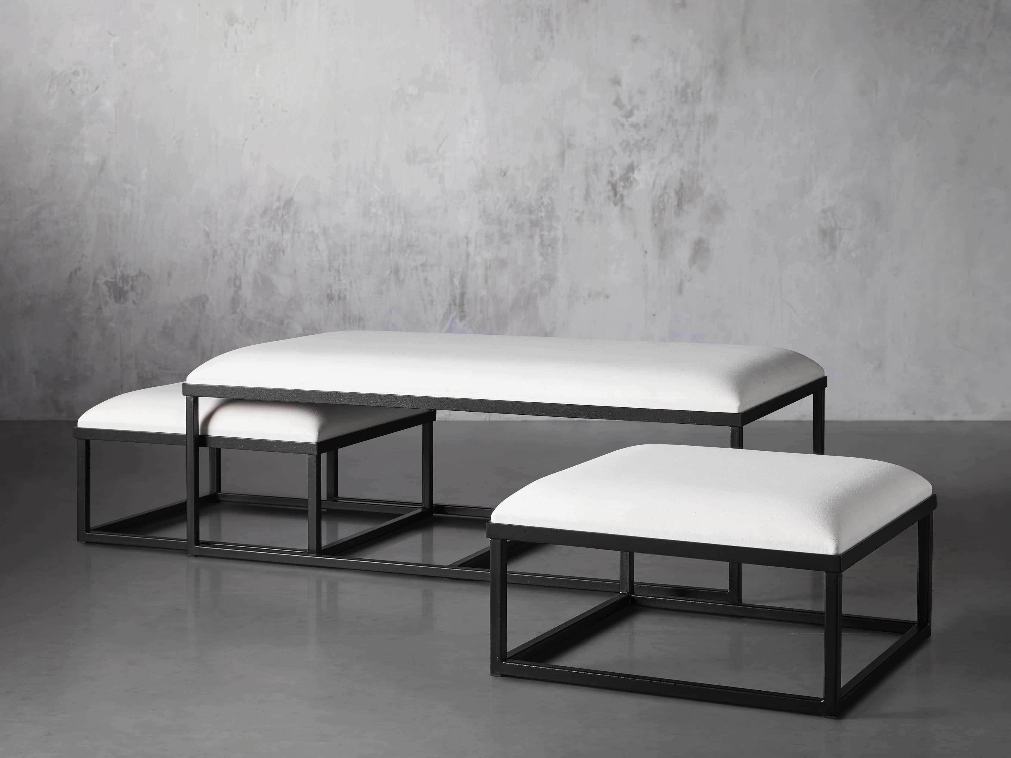 Palmer Upholstered 53" Rectangle Nesting Coffee Table in Black Base, slide 3 of 5
