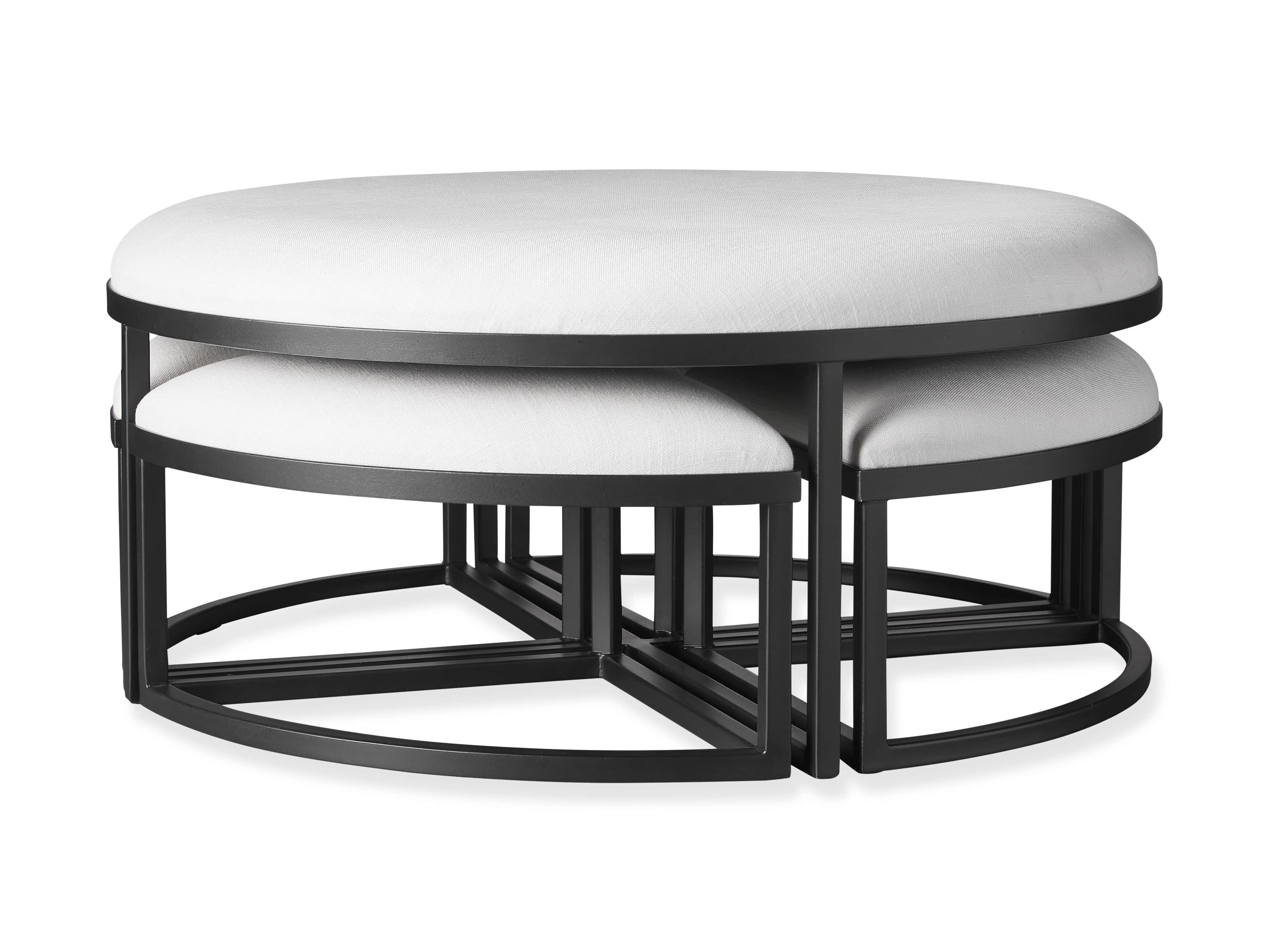 Palmer Upholstered 42" Round Nesting Coffee Table in Black Base, slide 6 of 6