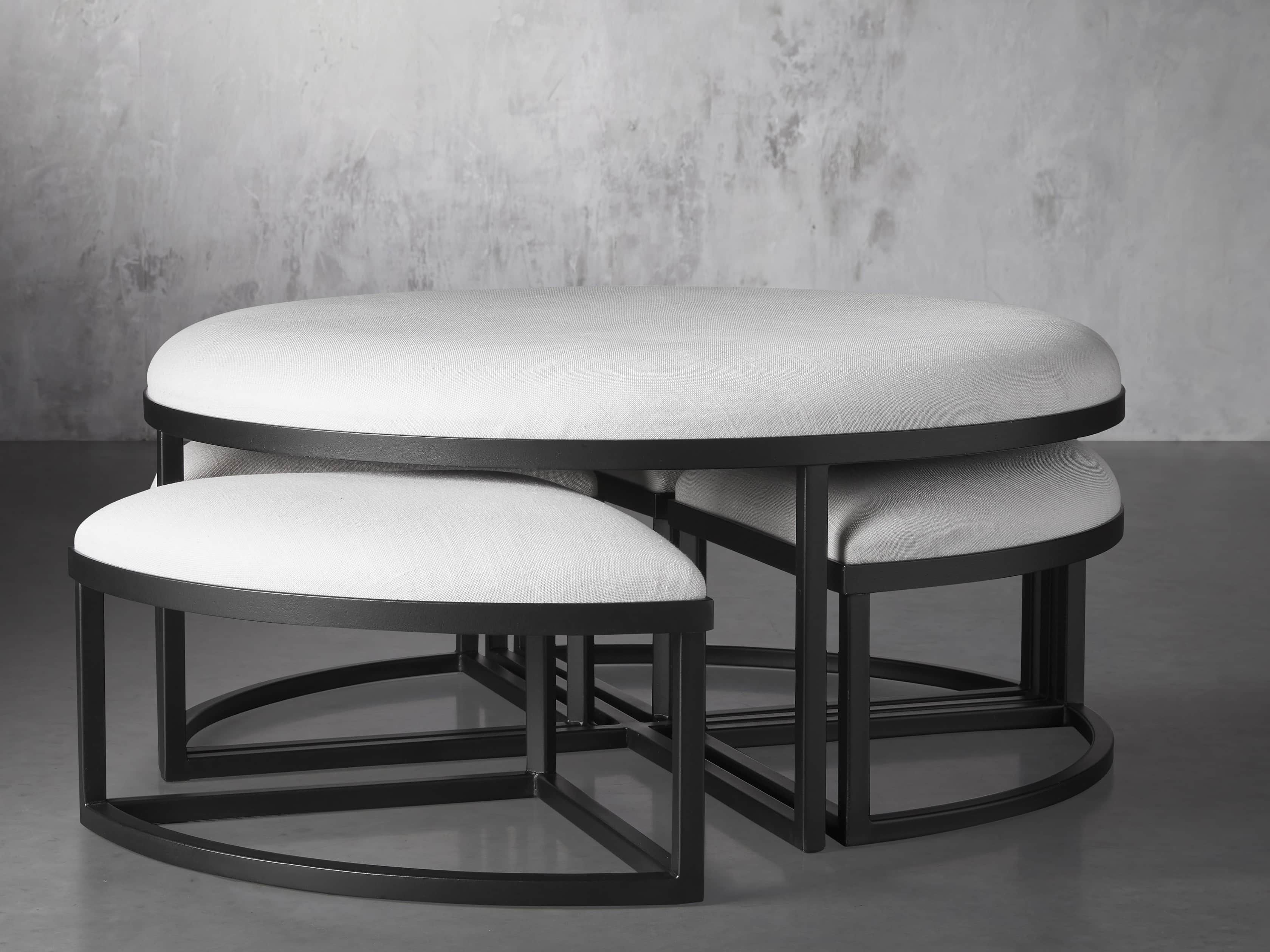 Palmer Upholstered 42" Round Nesting Coffee Table in Black Base, slide 3 of 6