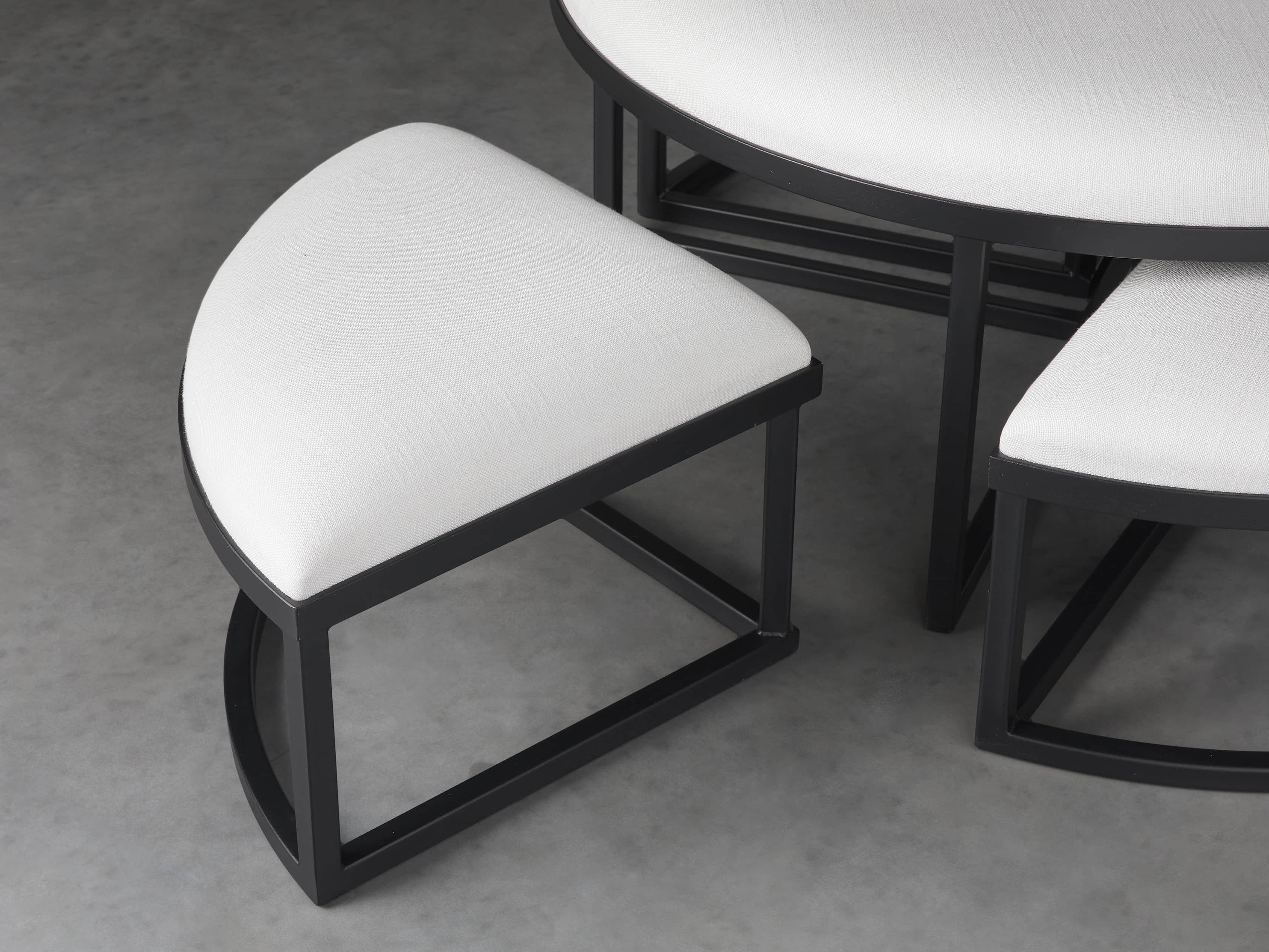 Palmer Upholstered 42" Round Nesting Coffee Table in Black Base, slide 5 of 6