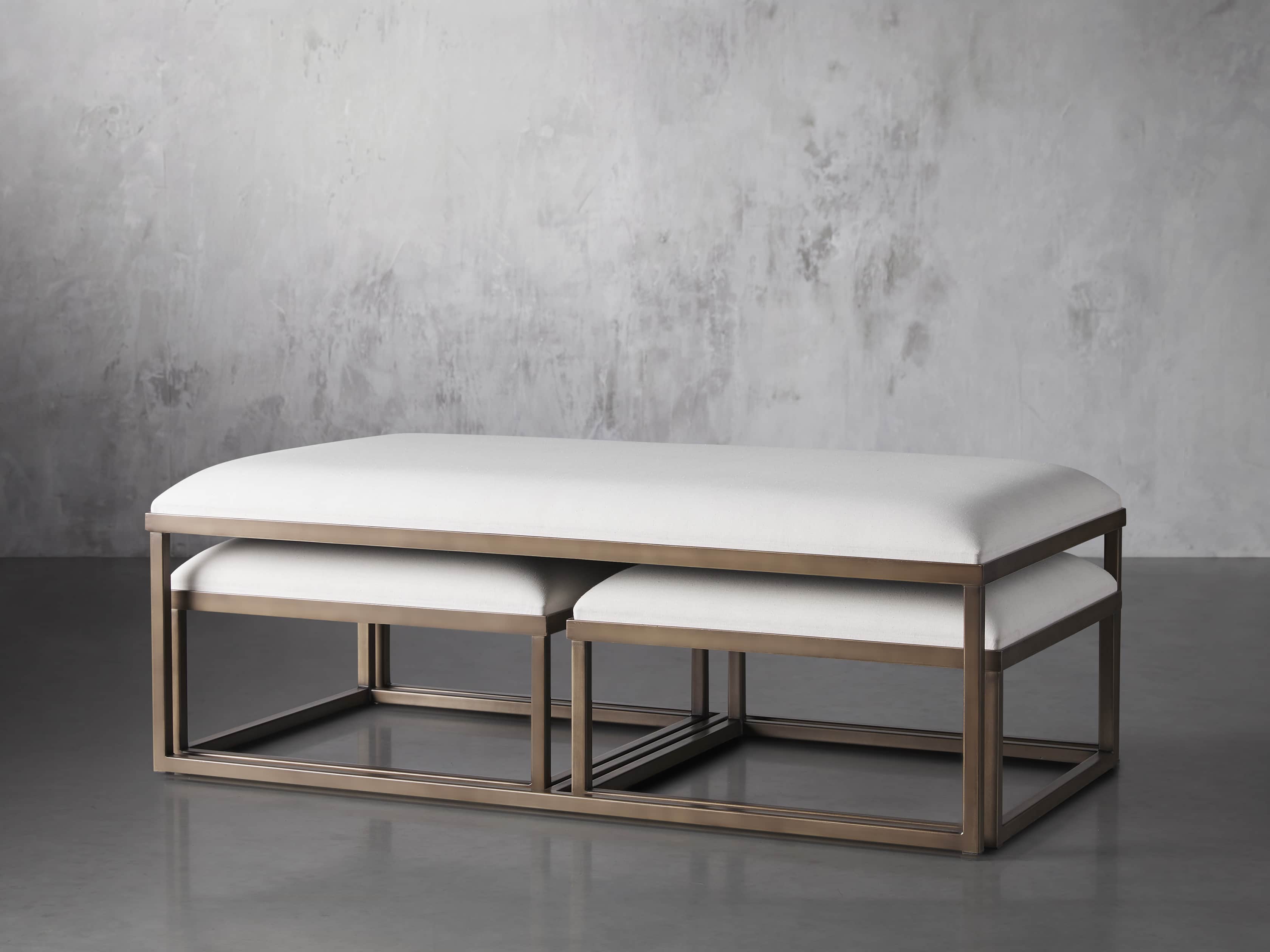 Palmer Upholstered 53" Rectangle Nesting Coffee Table in Antique Brass, slide 2 of 5
