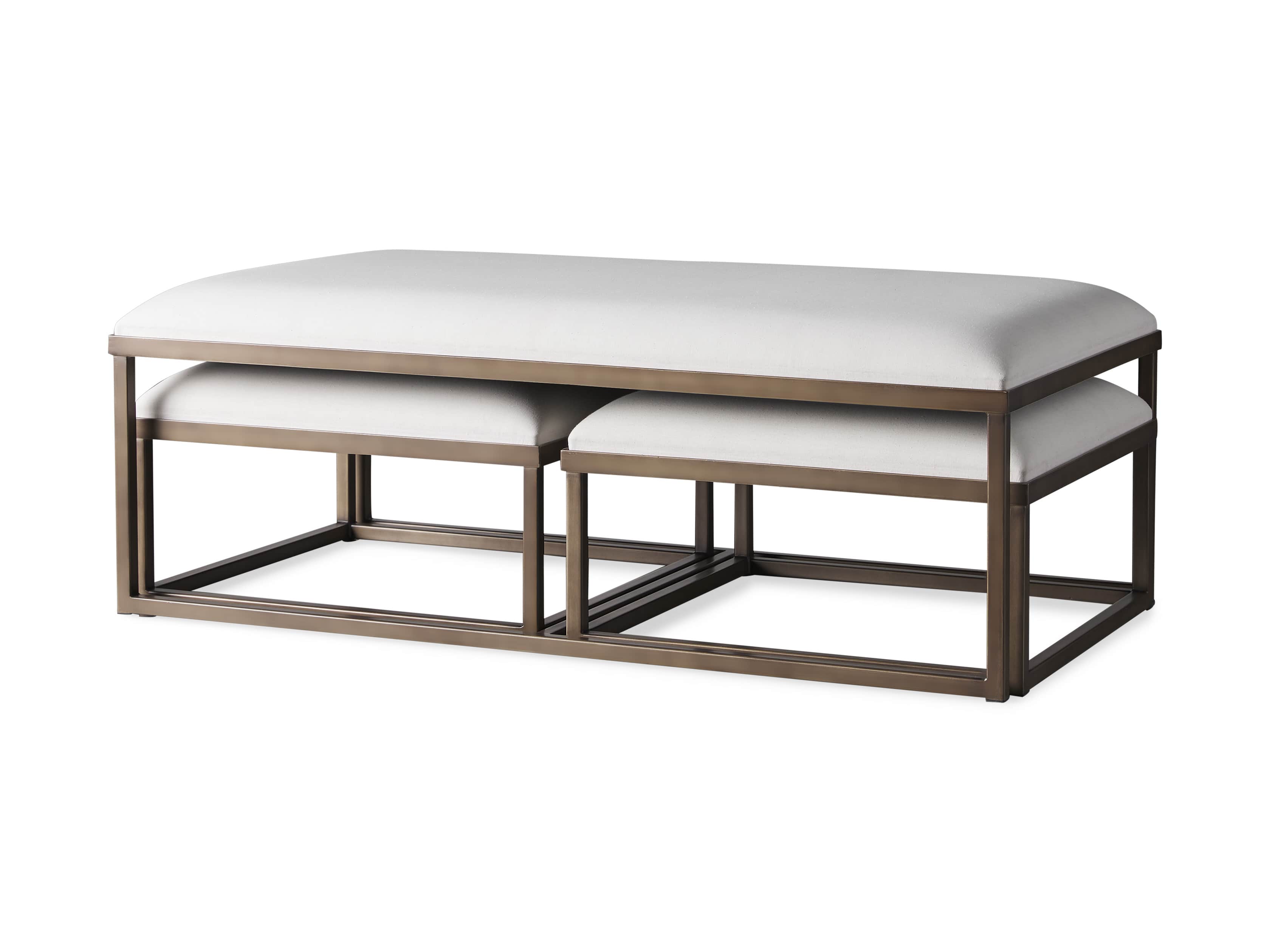 Palmer Upholstered 53" Rectangle Nesting Coffee Table in Antique Brass, slide 5 of 5
