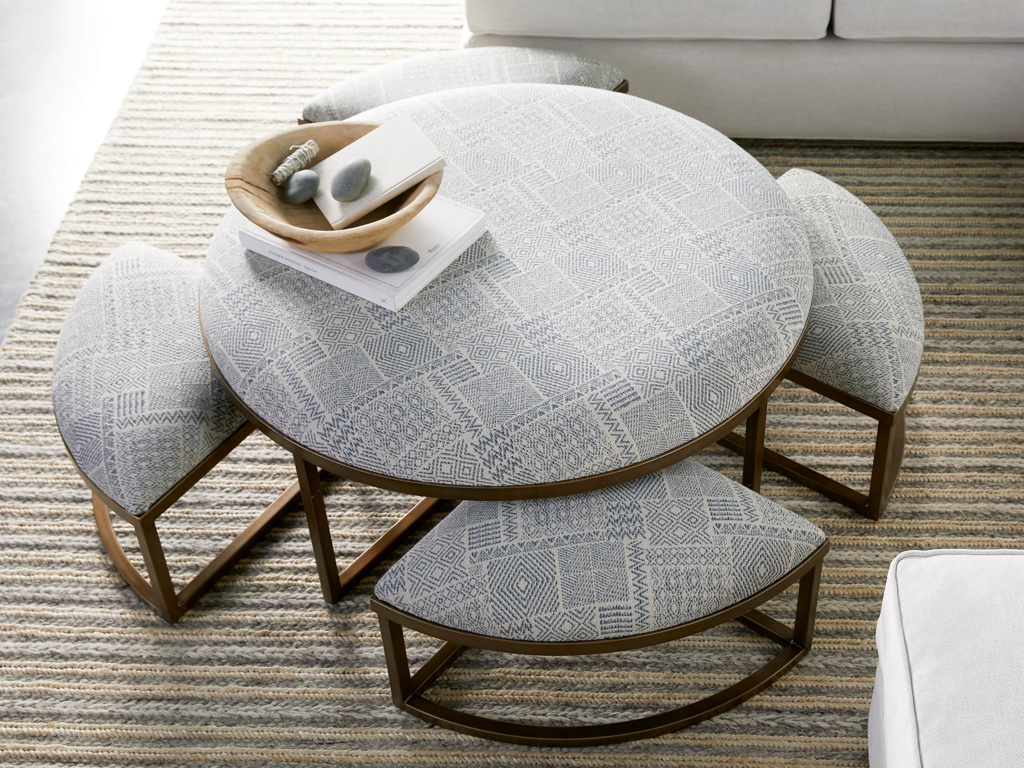 Palmer Upholstered Round Nesting Coffee Table Arhaus