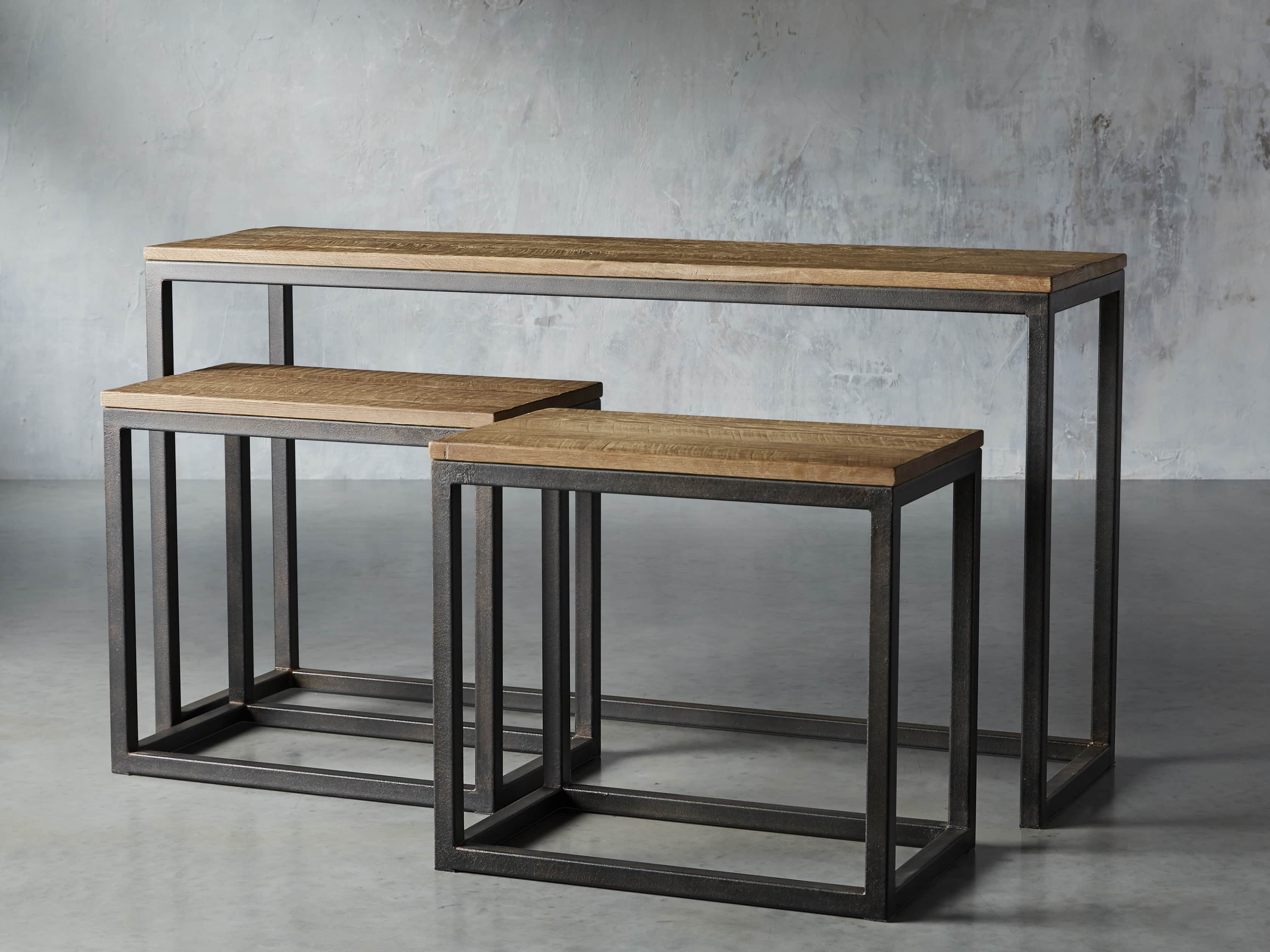 Palmer Nesting Console Table Set in Natural Oak, slide 2 of 5