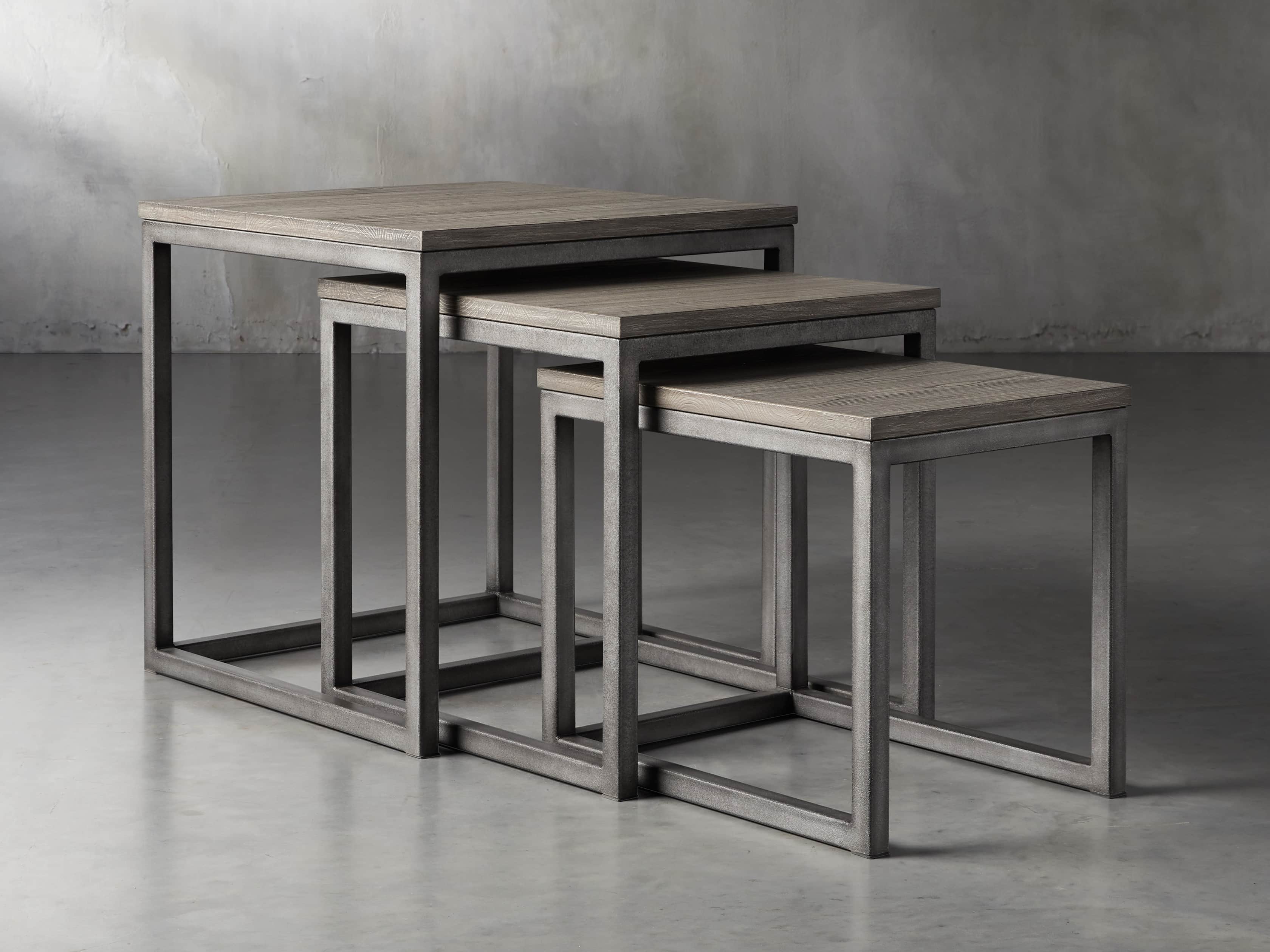 Palmer 24" Square Nesting End Table Set in Grey
