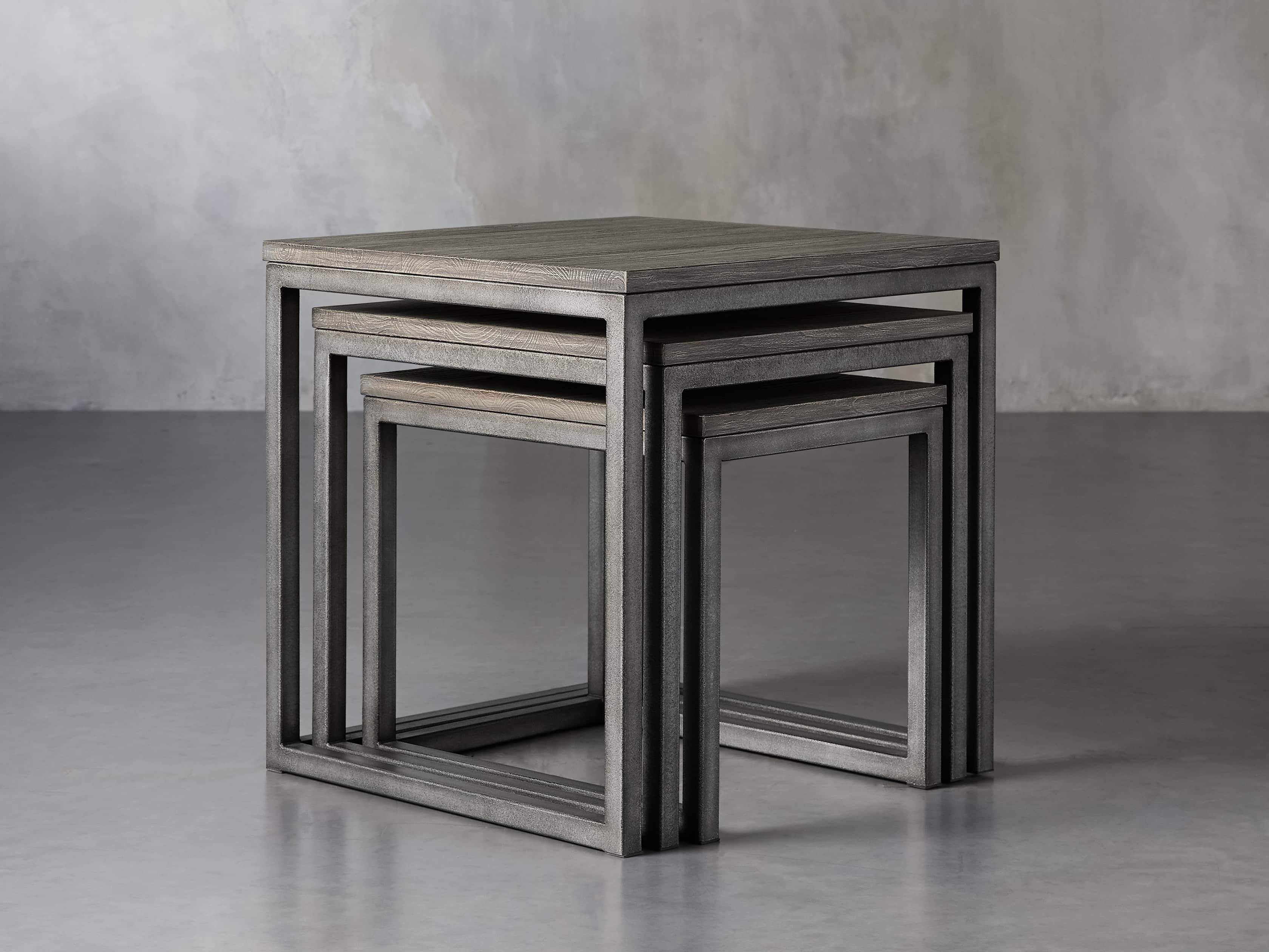 Palmer 24" Square Nesting End Table Set in Grey