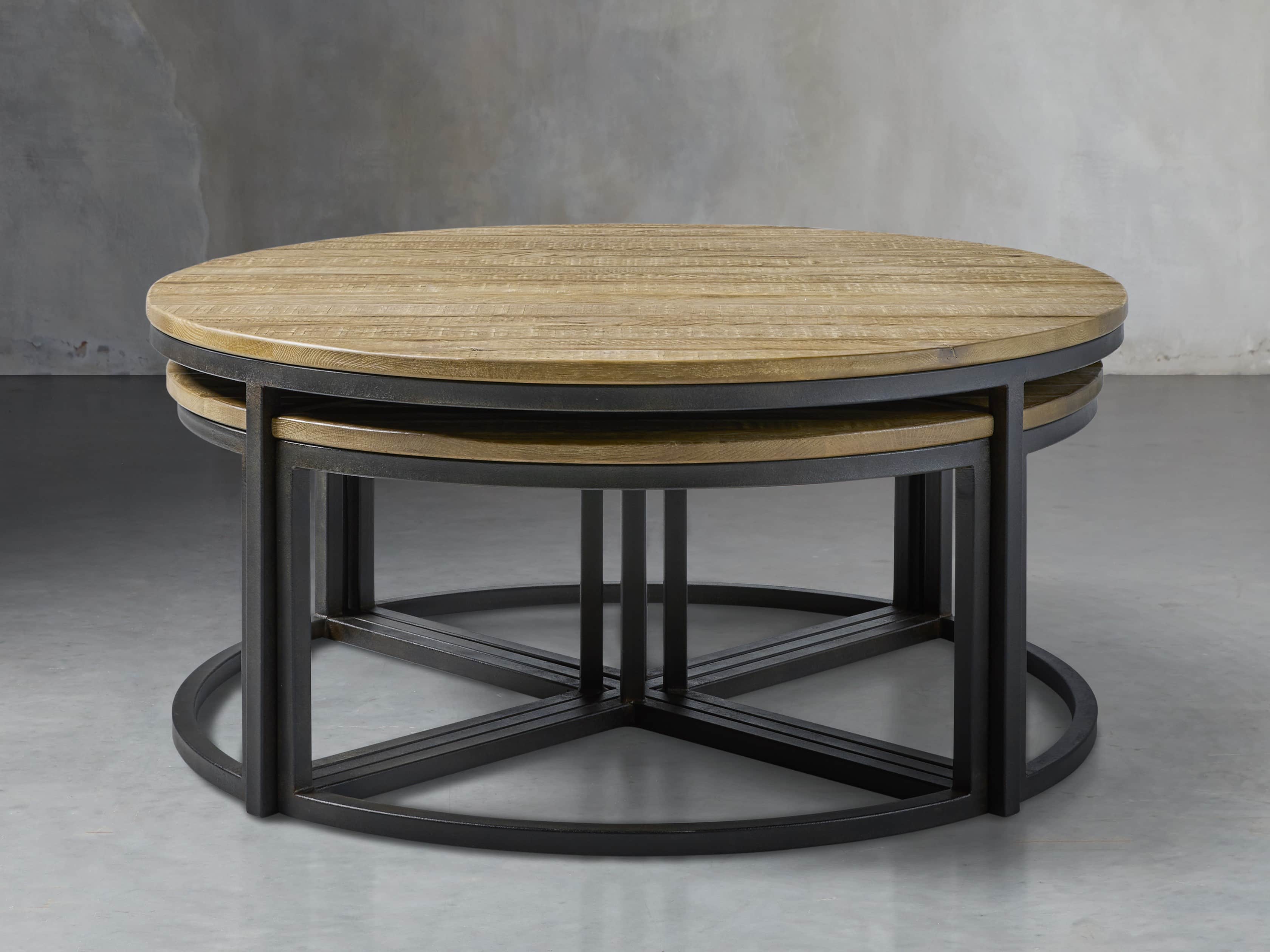 Coffee Table With 2 Natural Round Oak Tops Hubsch