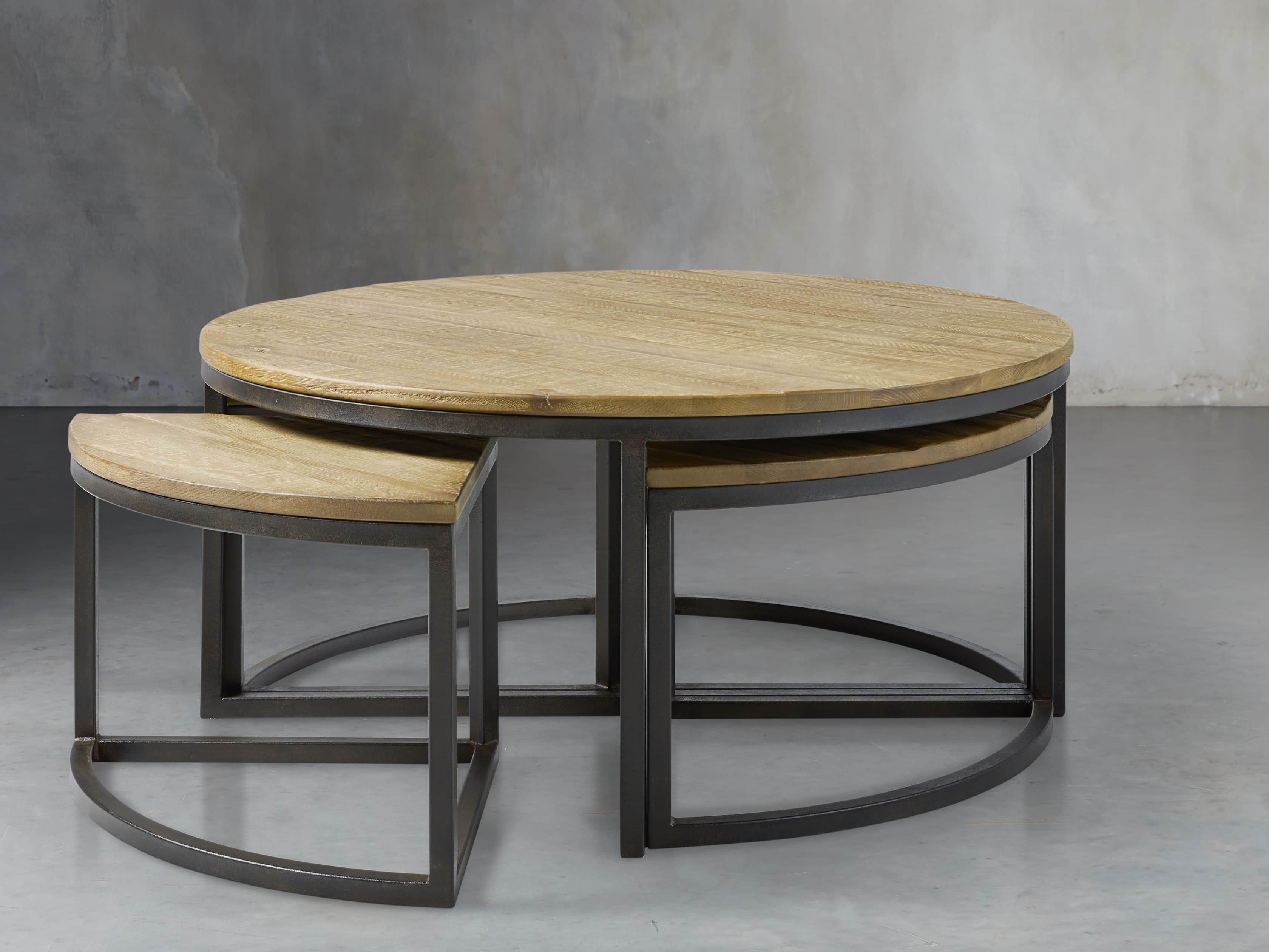 Palmer Round Nesting Coffee Table in Natural Oak