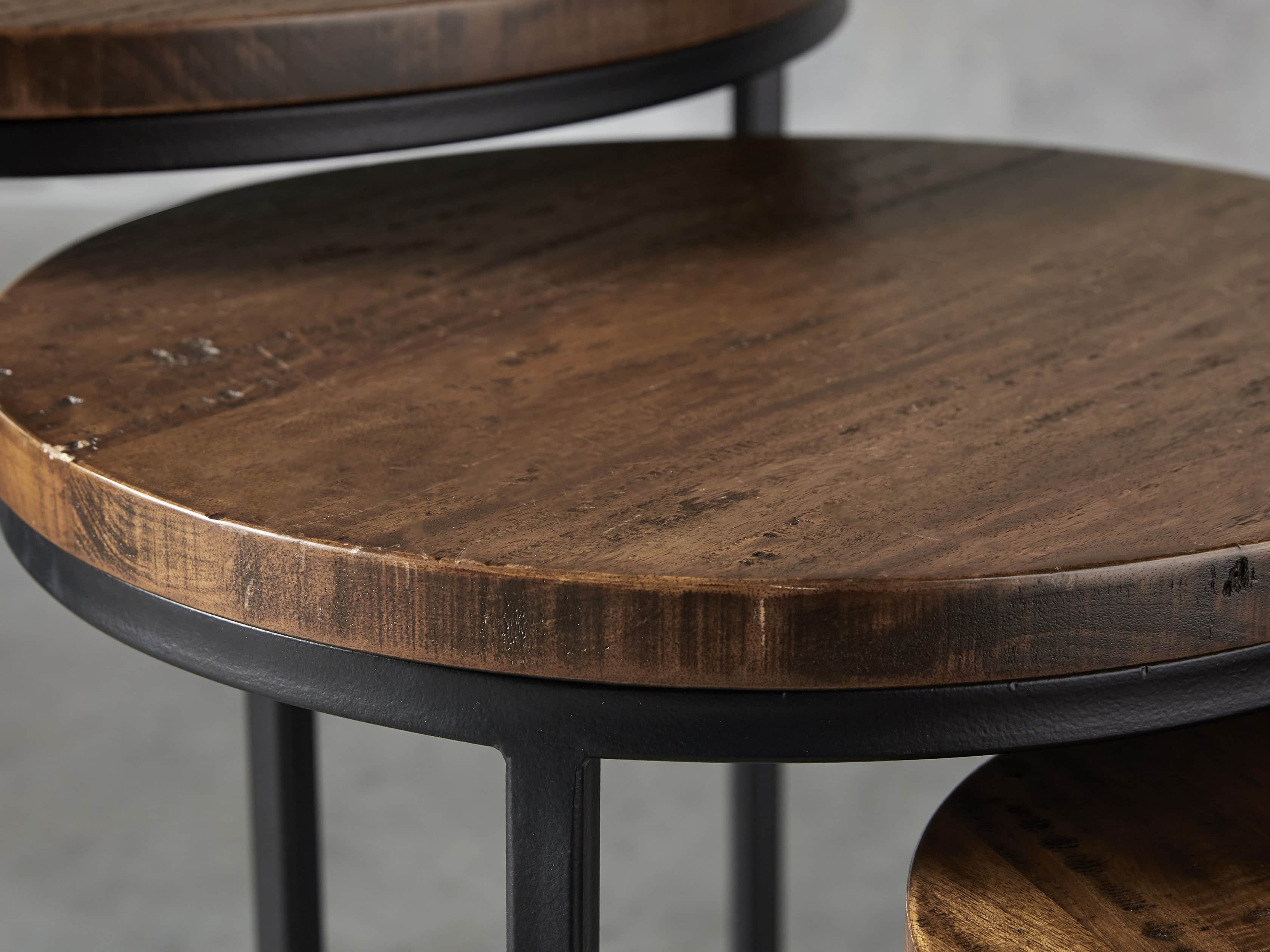 Palmer 24" Round Nesting Side Table in Bali Brown