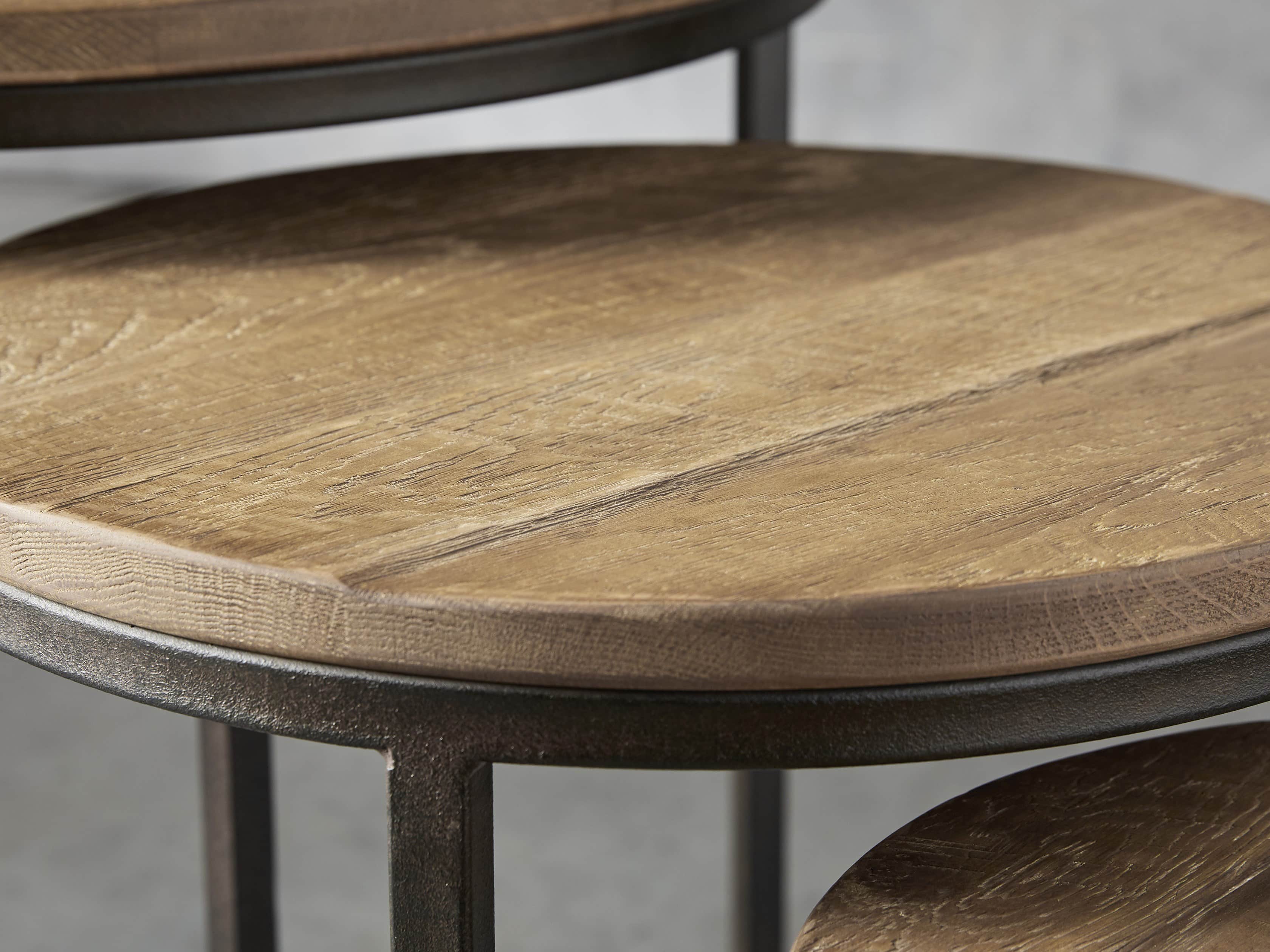 Palmer Round Nesting End Tables in Natural Oak, slide 3 of 6