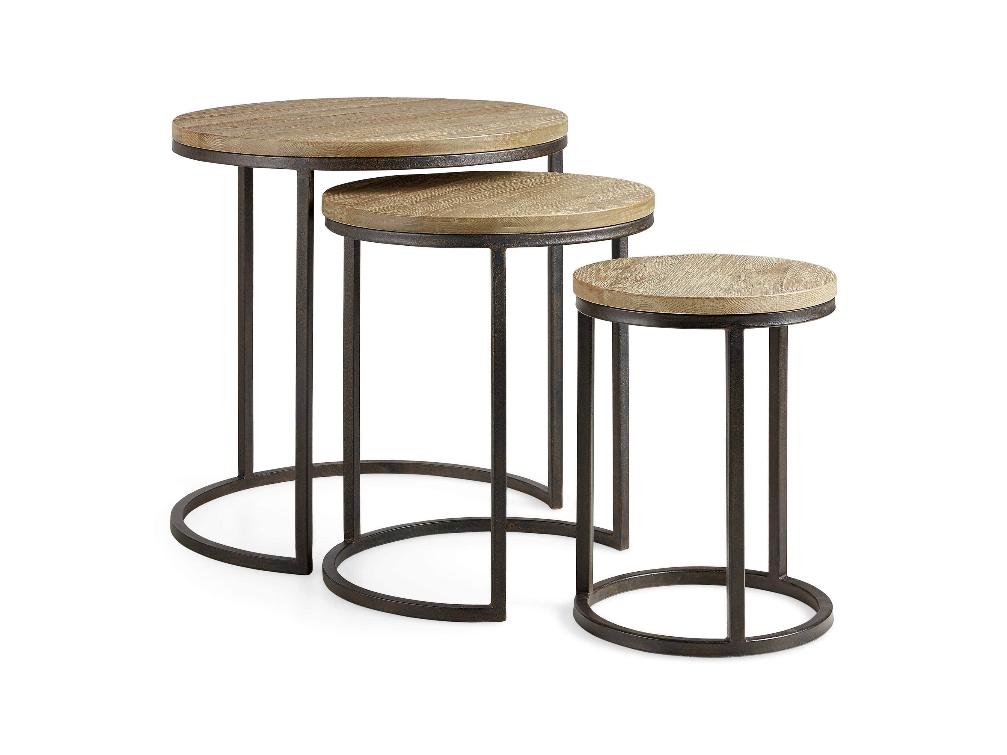 Palmer Round Nesting End Tables in Natural Oak, slide 6 of 6