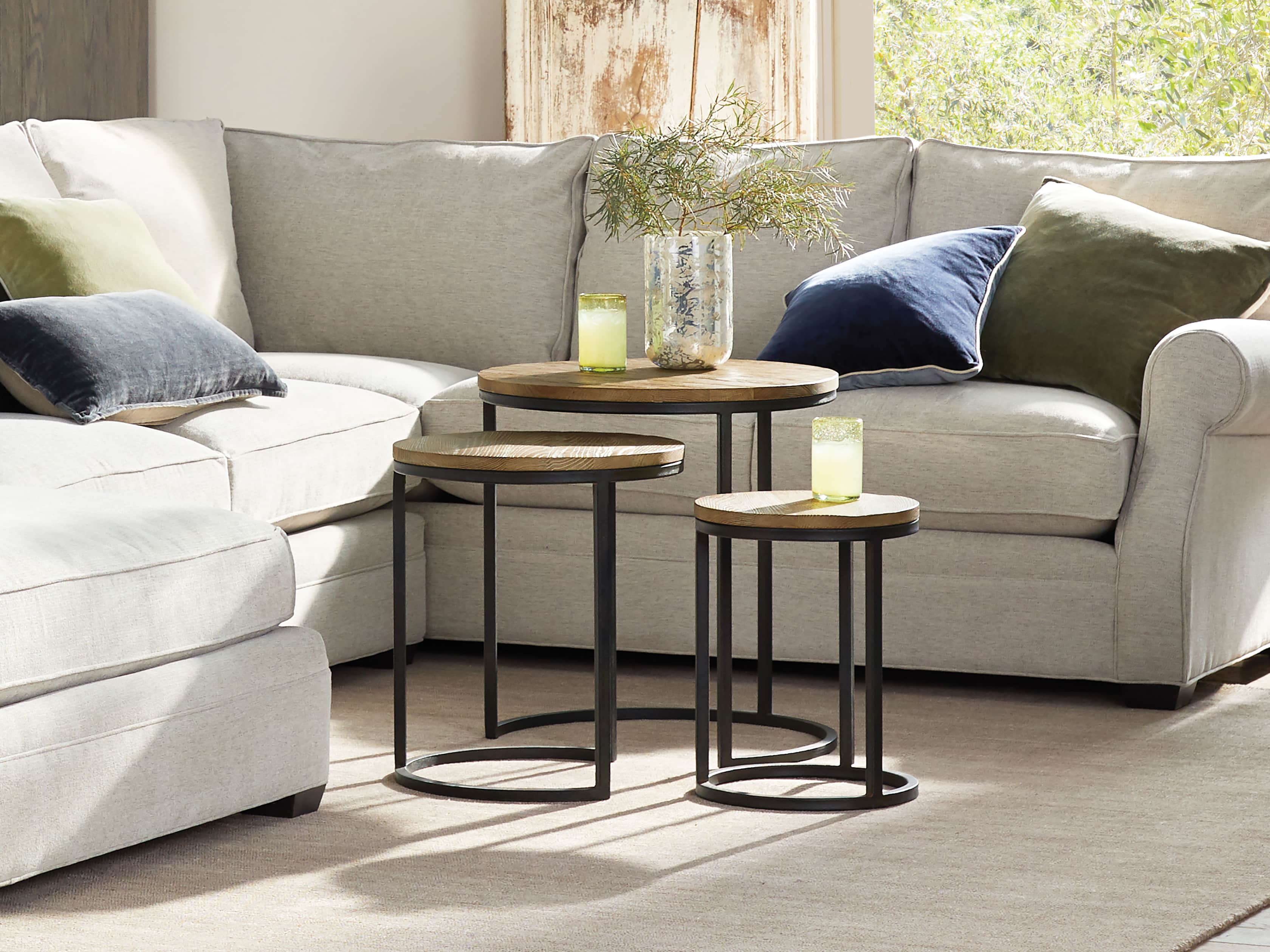 Palmer Round Nesting End Tables in Natural Oak, slide 1 of 6