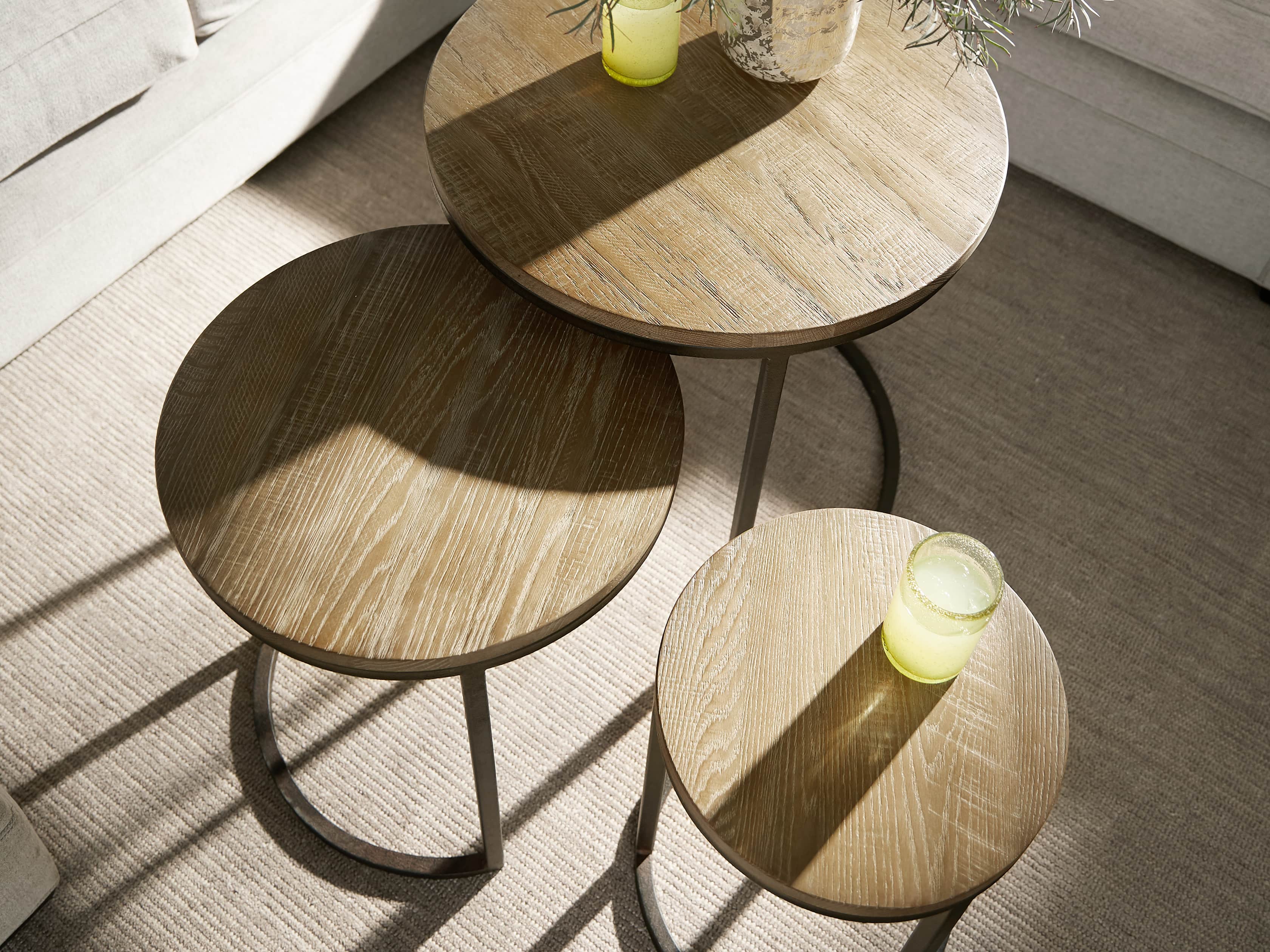 Palmer Round Nesting End Tables in Natural Oak, slide 5 of 6