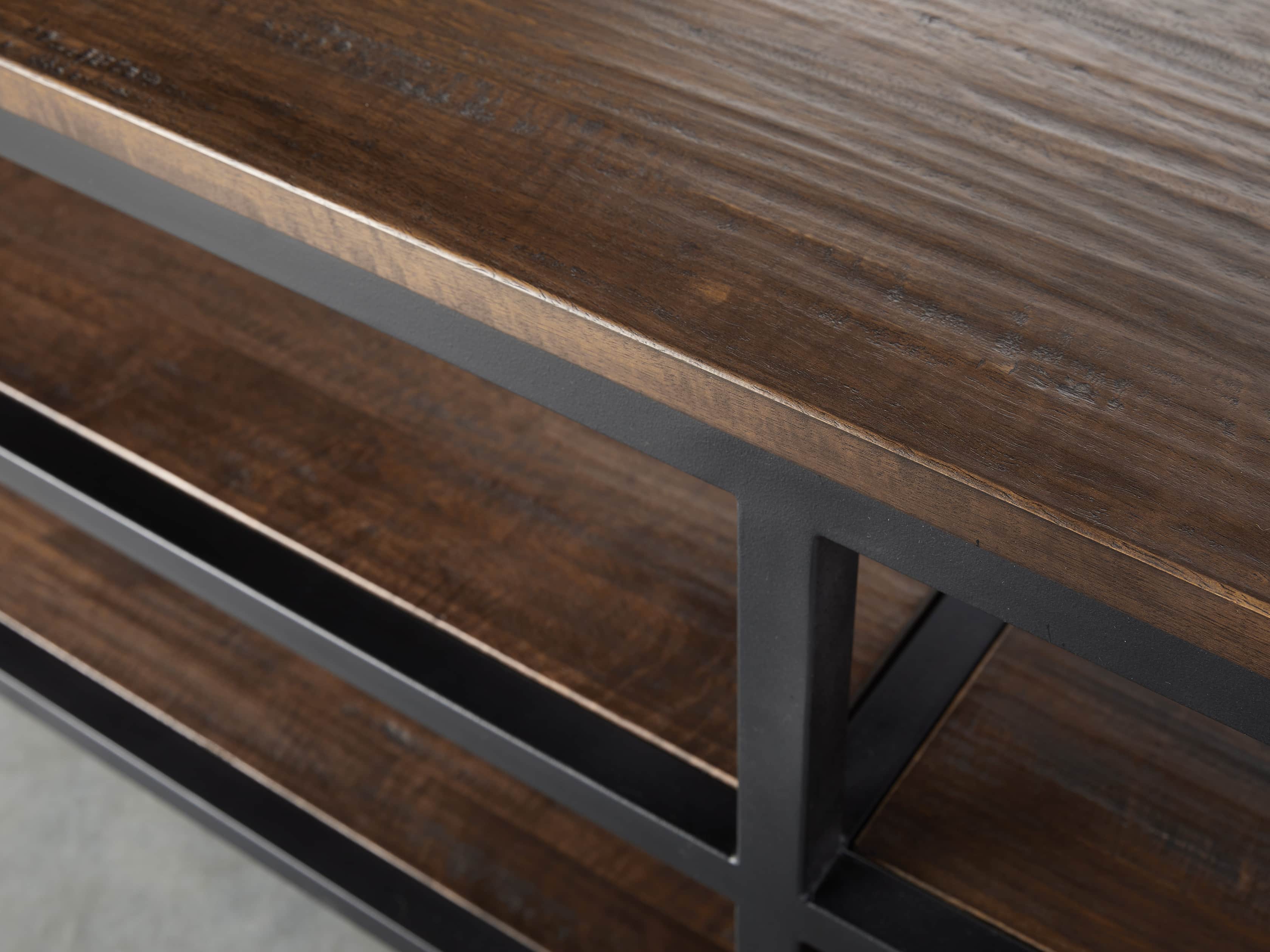 Palmer 72" Three Tier Sofa Back Console Table in Bali Brown, slide 4 of 7