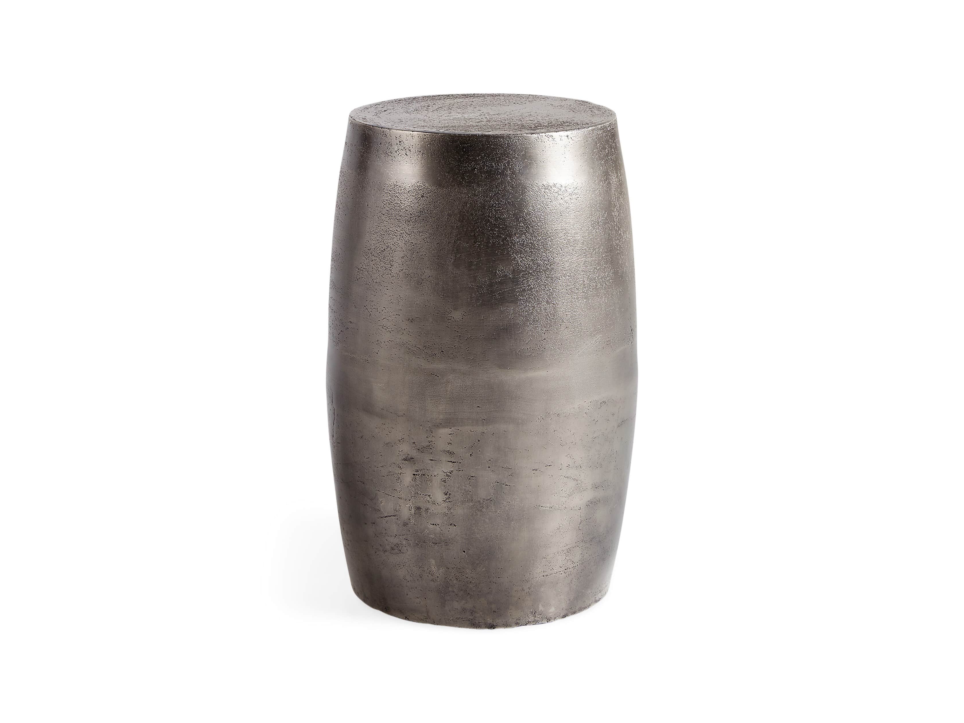Hammered 11" Silver Drum End Table