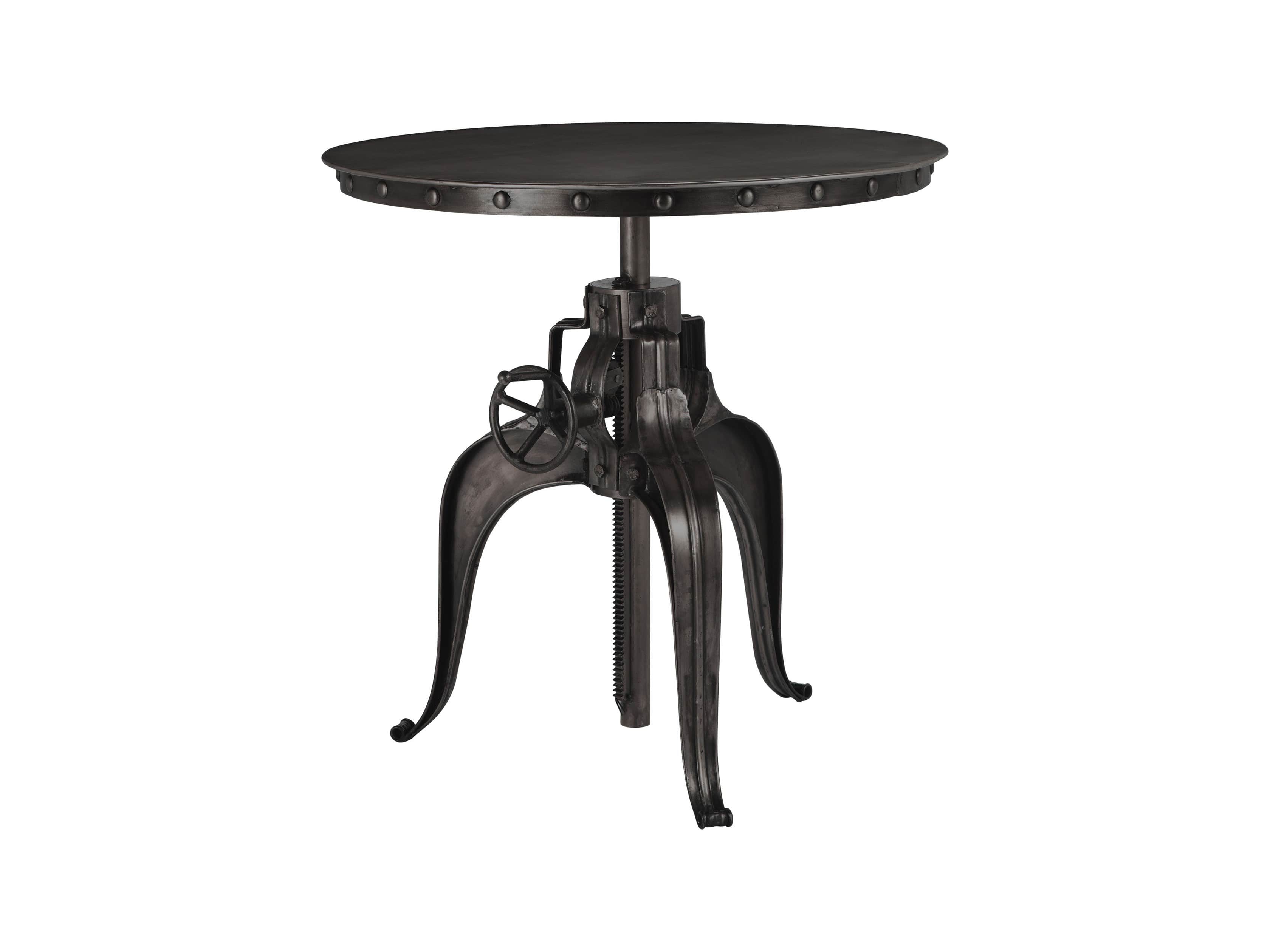 Weston 22" Round Adjustable Crank End Table in Black