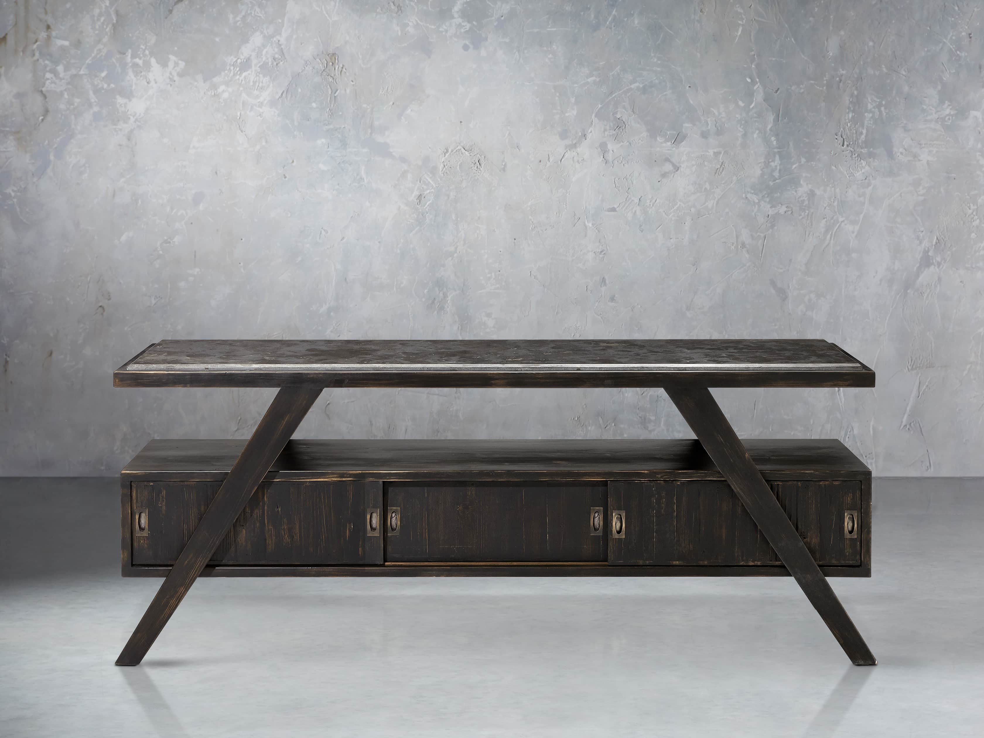 A-Frame 70" TV Console in Barnwood Black