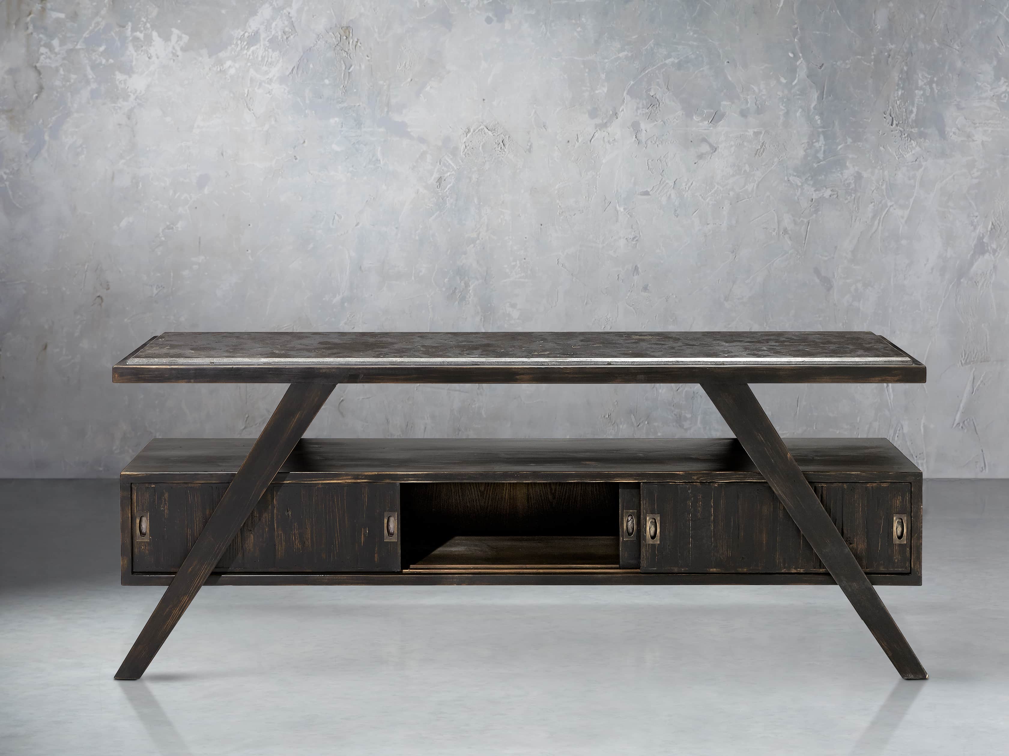 A-Frame 70" TV Console in Barnwood Black