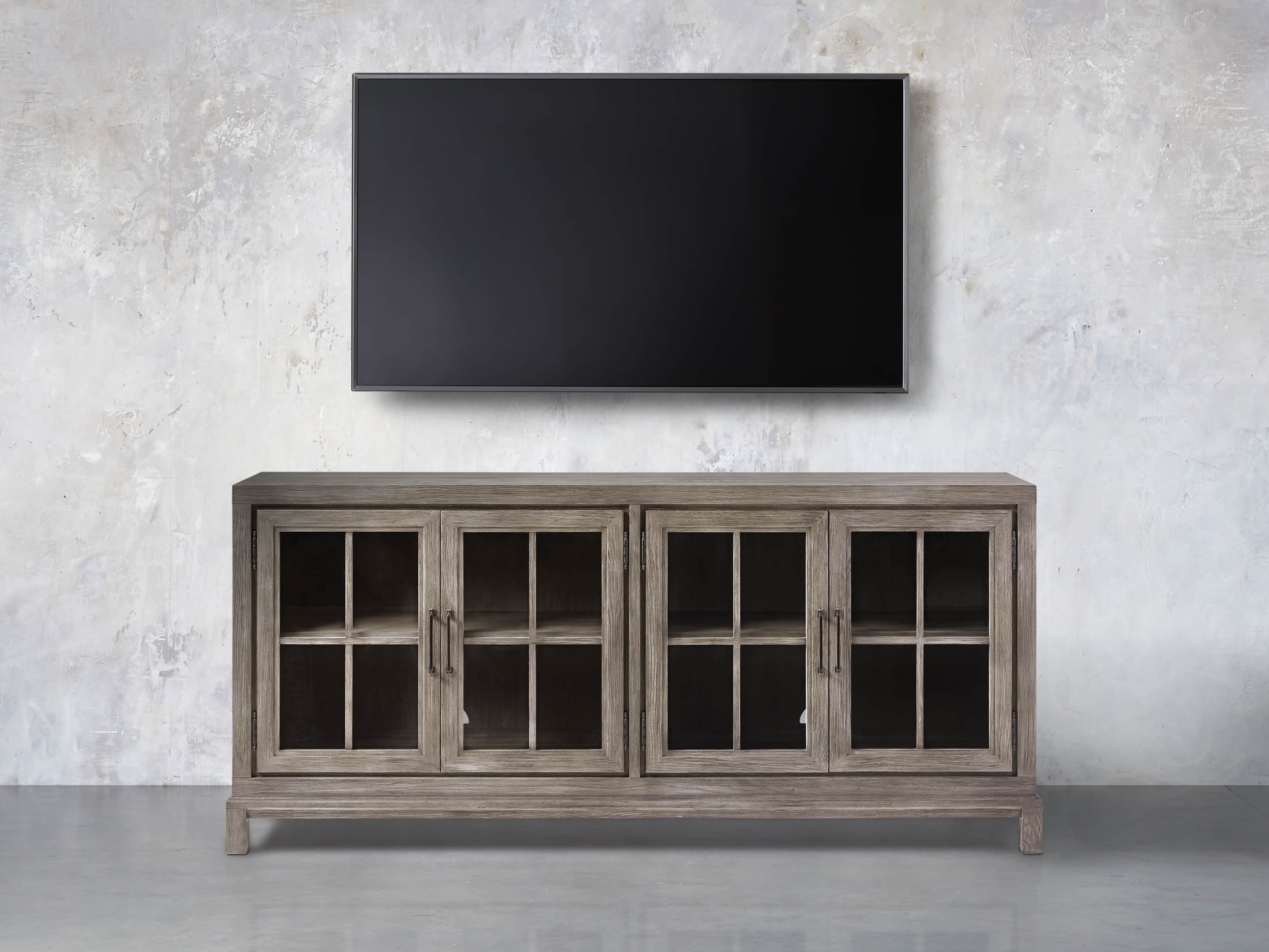 Argent Media Console in Stone On Ash