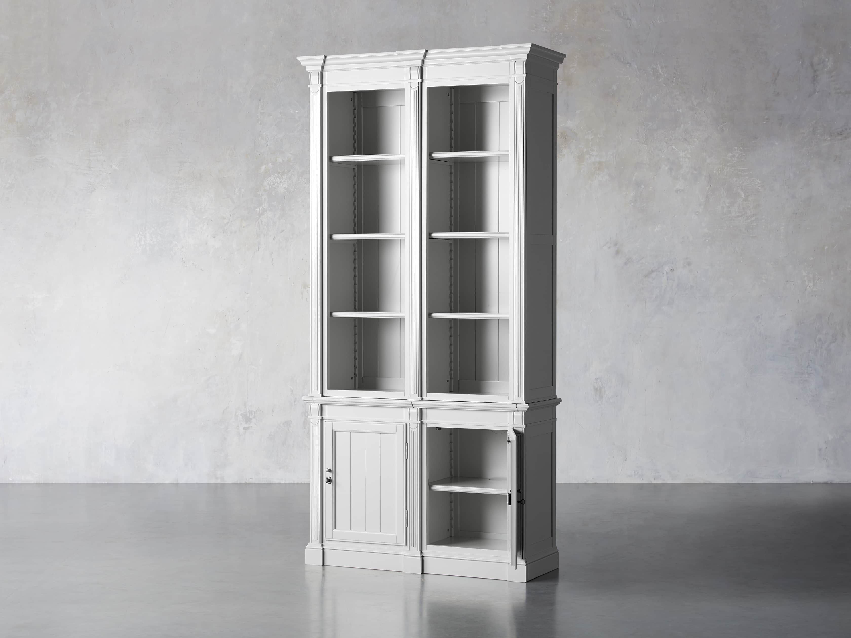 Athens Modular Double Narrow Bookcase in Nimbus
