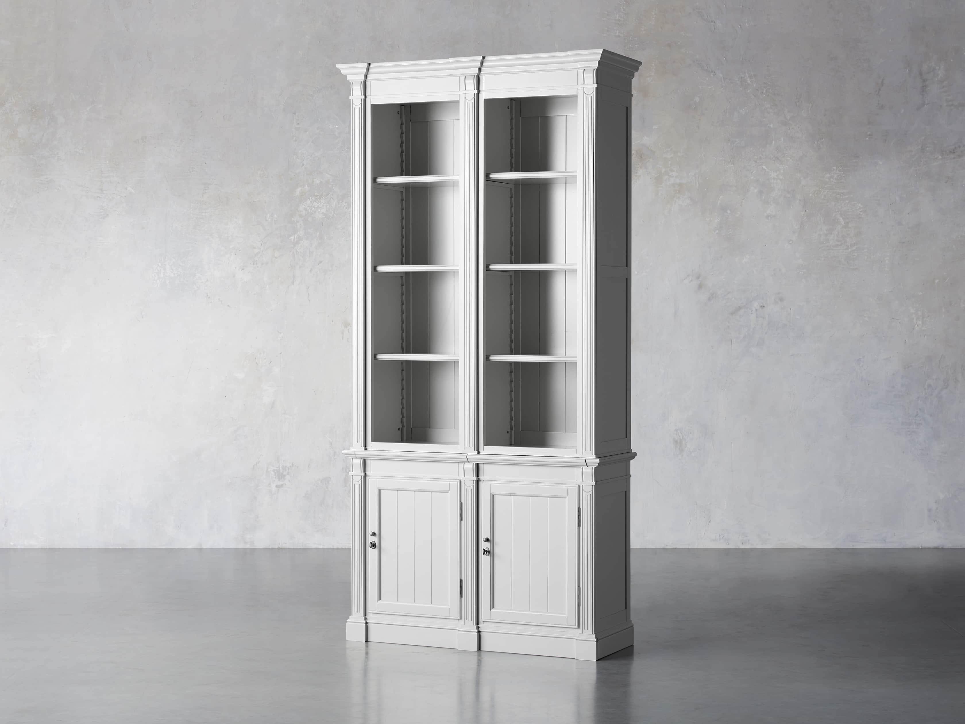 Athens Modular Double Narrow Bookcase in Nimbus