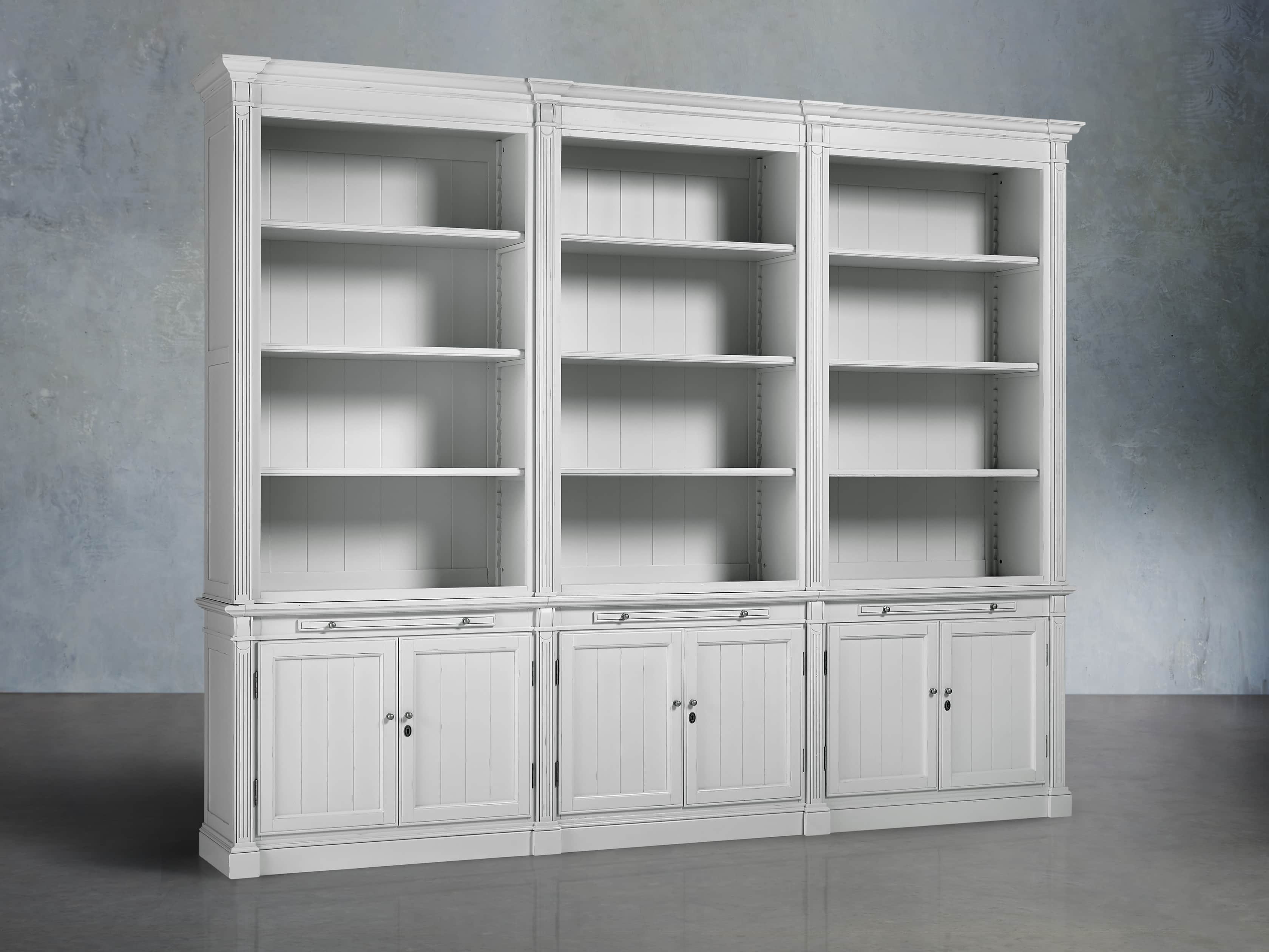 Athens Modular Triple Bookcase in Nimbus