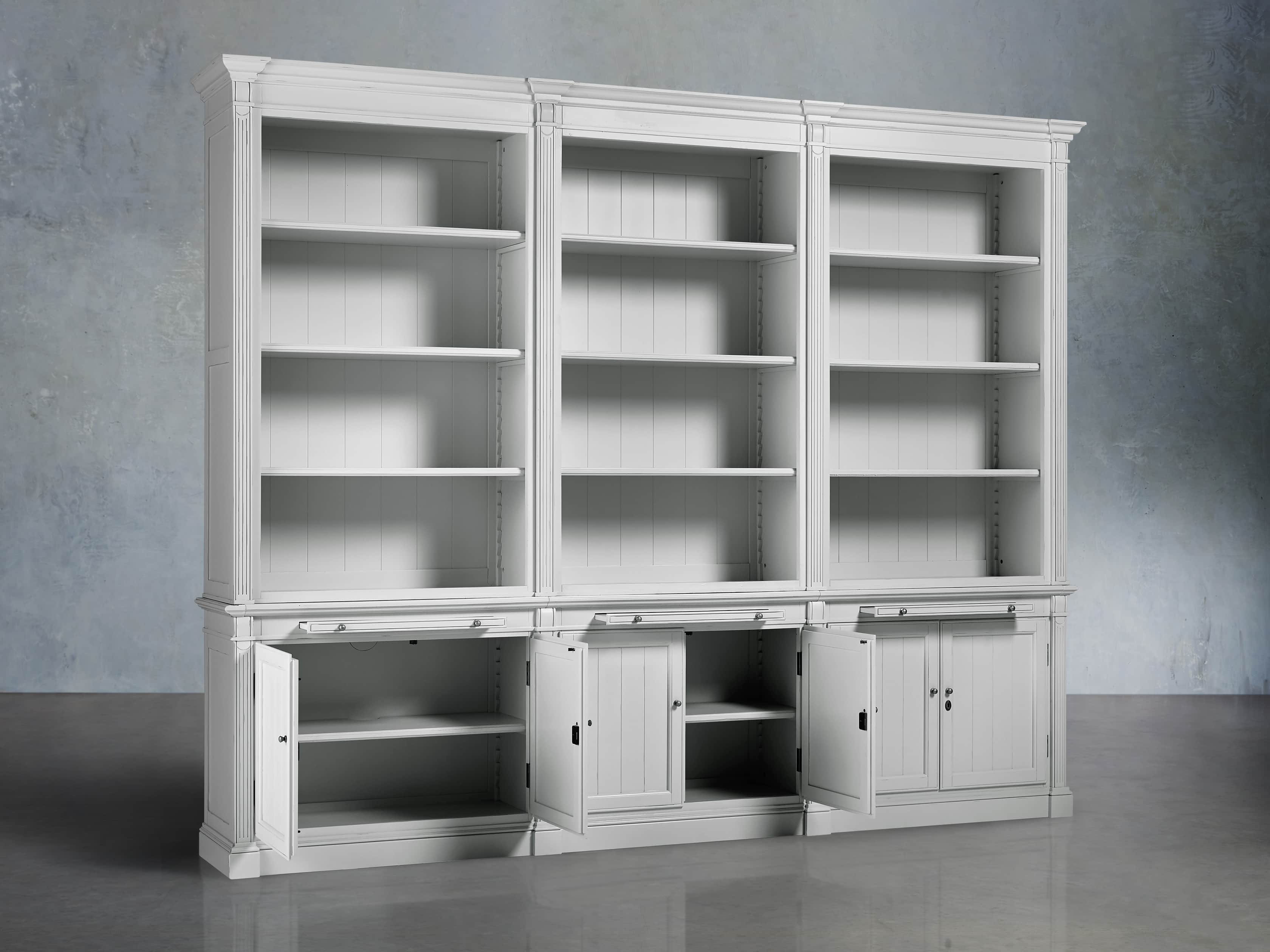 Athens Modular Triple Bookcase in Nimbus