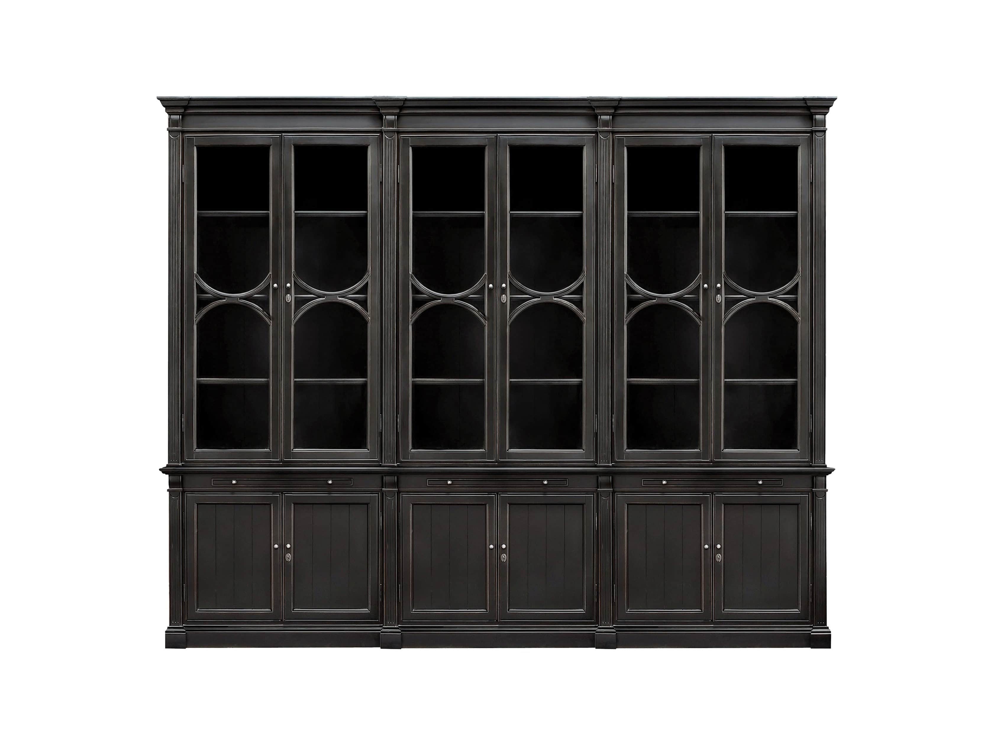 Athens Modular Triple Display Cabinet In Tuxedo Black, slide 2 of 2