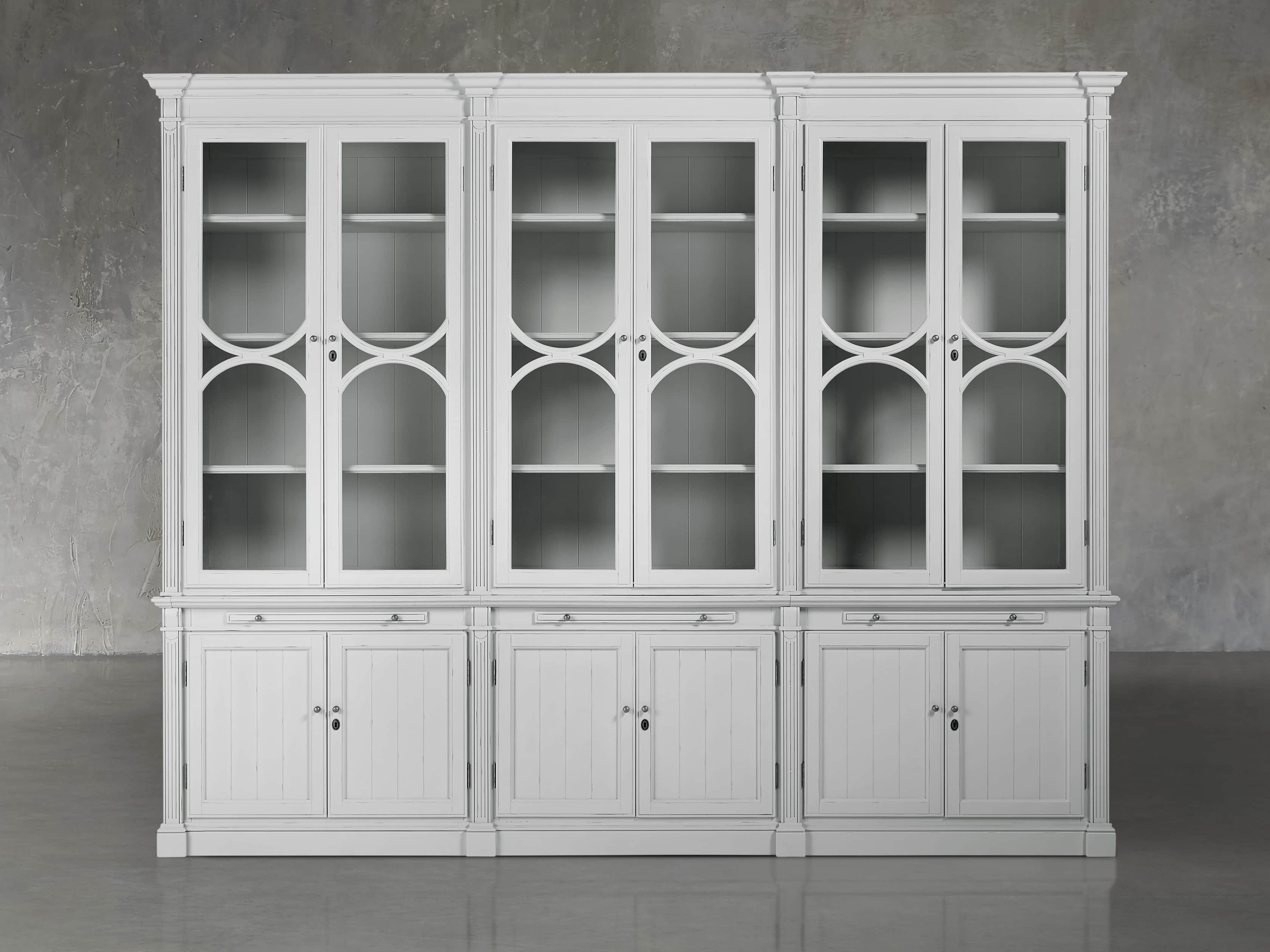 Athens Modular Triple Display Cabinet in Nimbus, slide 2 of 7