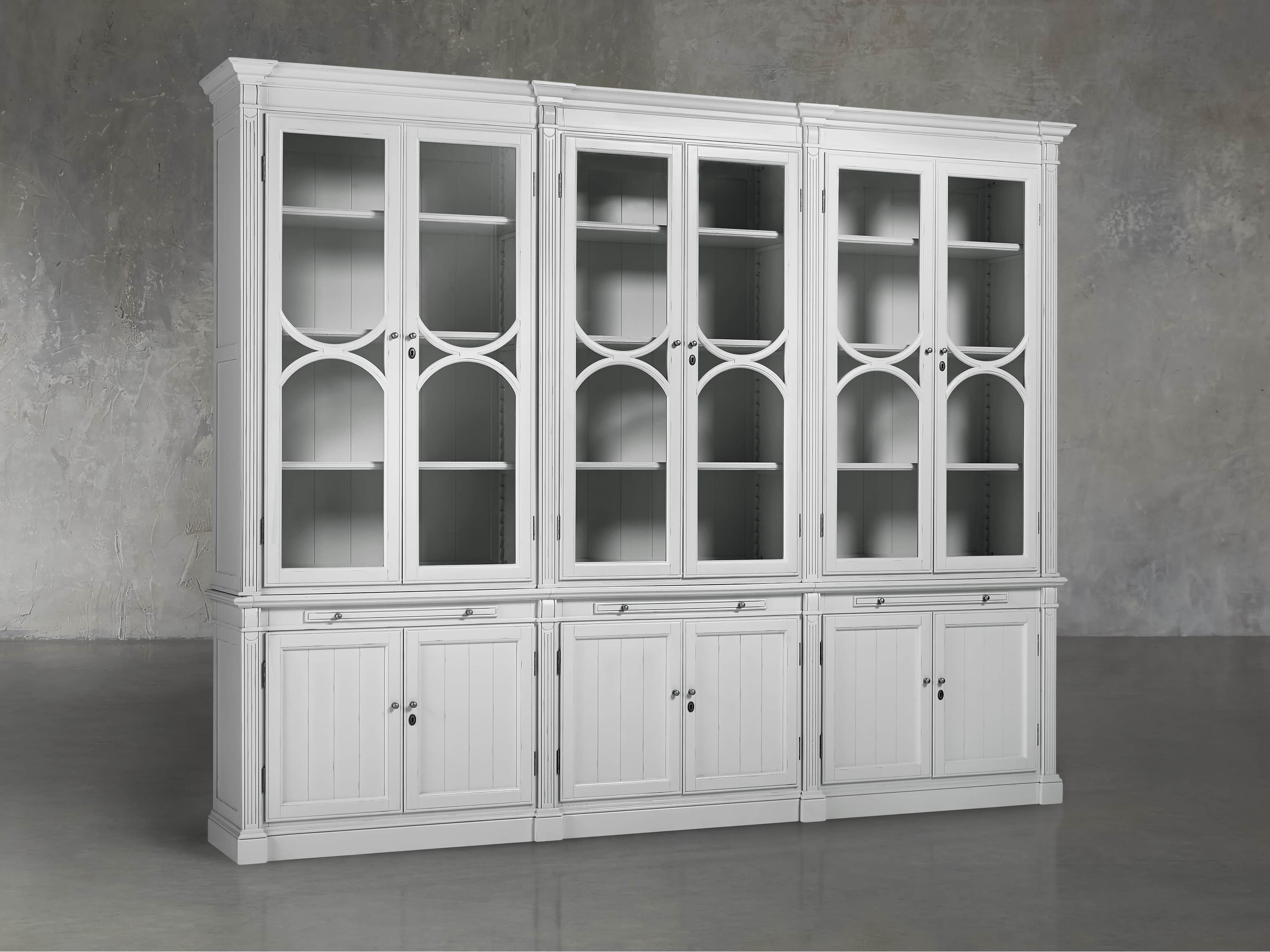 Athens Modular Triple Display Cabinet in Nimbus, slide 3 of 7